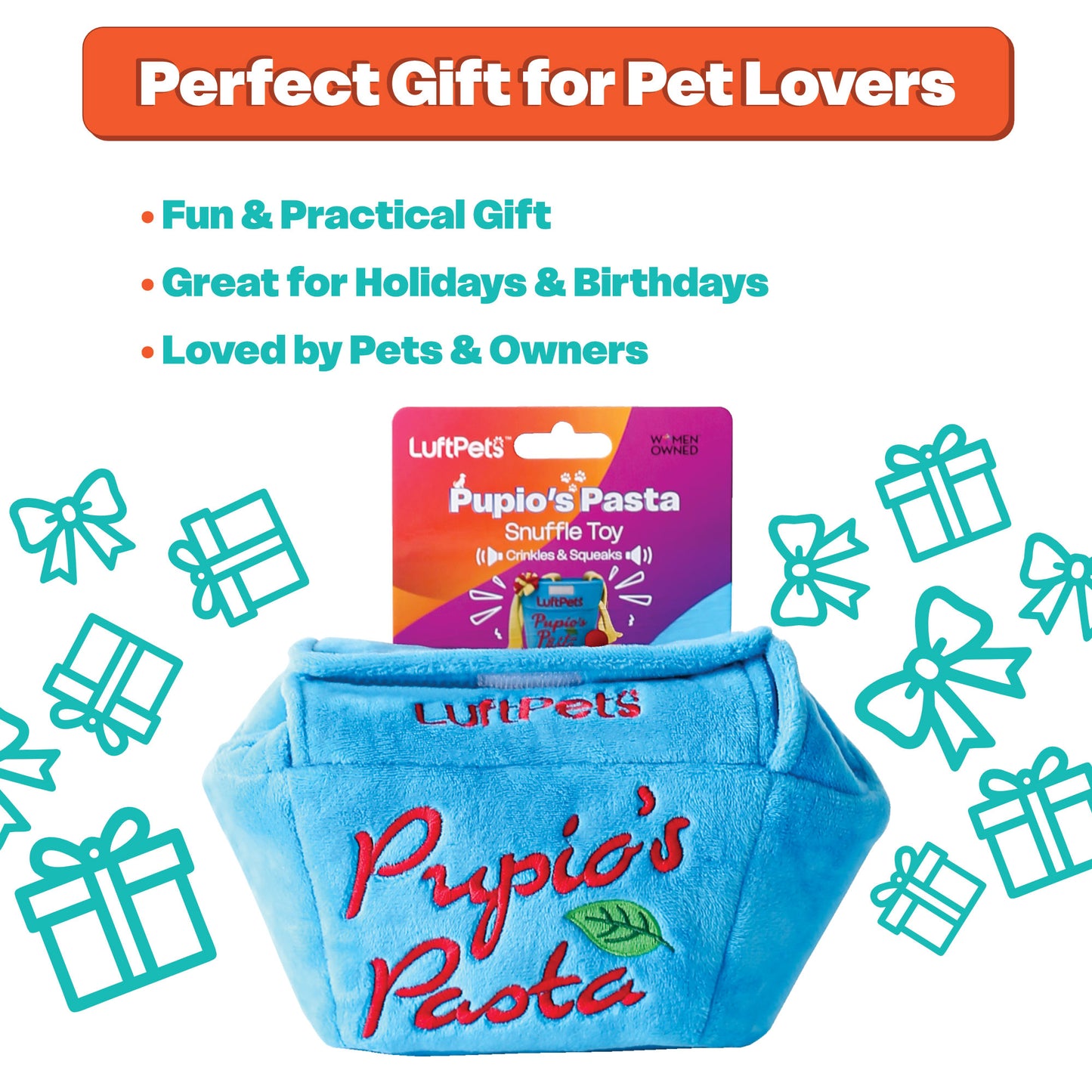 Snuffle Toy Holiday Gift Set– Carrot, Popcorn & Pasta -for Dogs, Cats, Rabbits & Small Animals