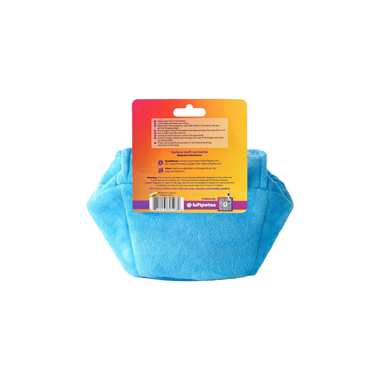 Pupio's Pasta Snuffle Toy —Crinkly & Washable Puzzle for Dogs, Cats, Rabbits, and Small Pets!
