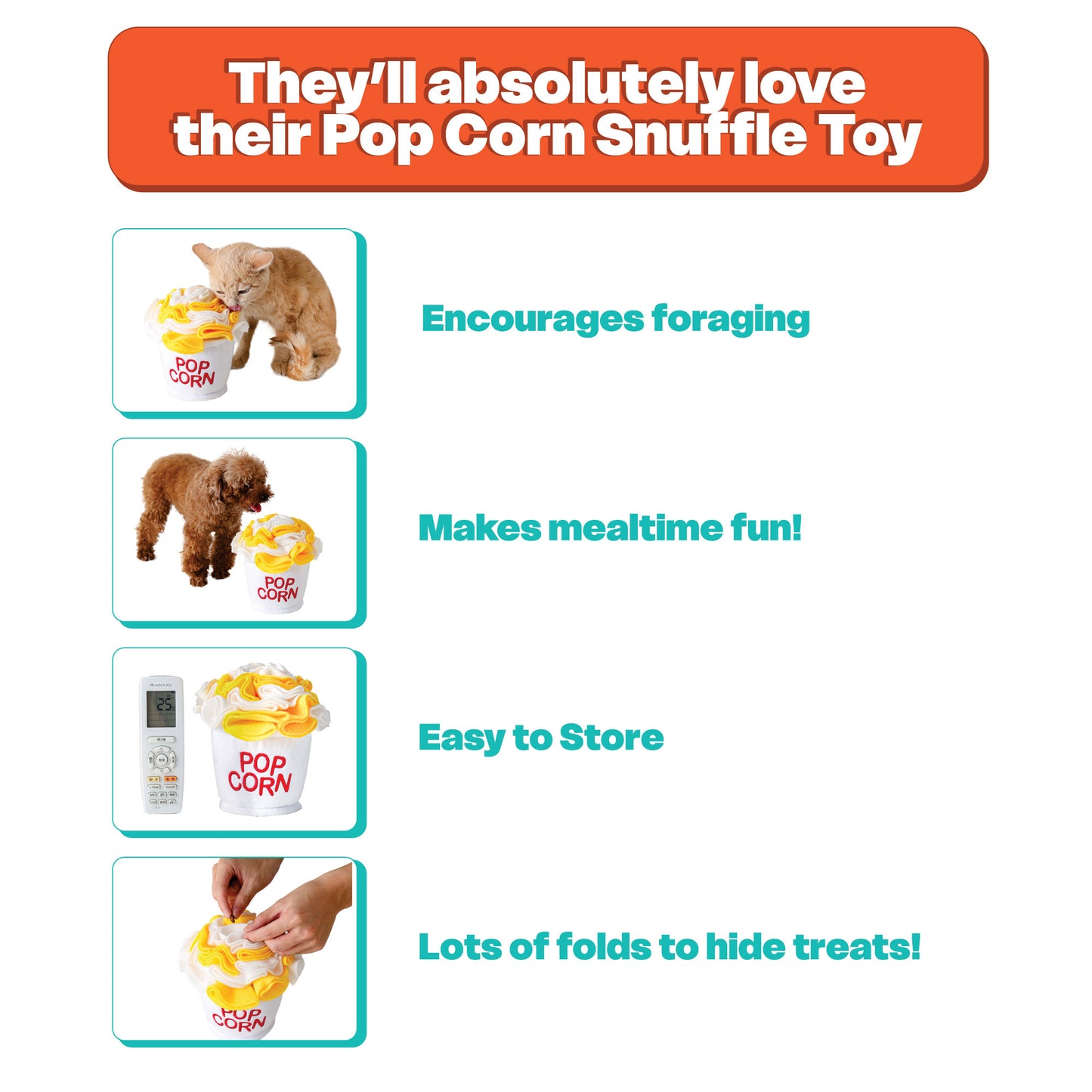 Snuffle Toy Holiday Gift Set– Carrot, Popcorn & Pasta -for Dogs, Cats, Rabbits & Small Animals