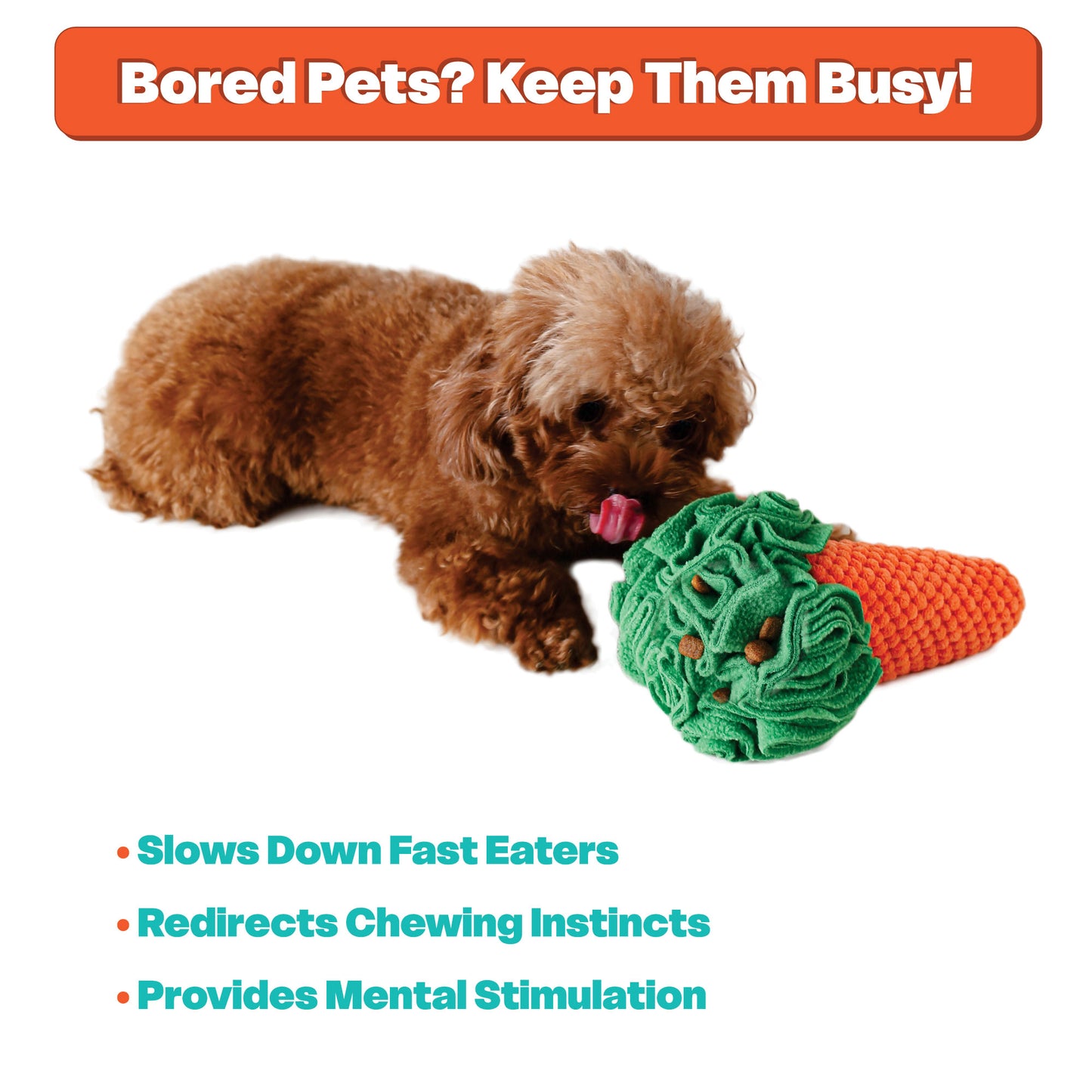Snuffle Toy Holiday Gift Set– Carrot, Popcorn & Pasta -for Dogs, Cats, Rabbits & Small Animals