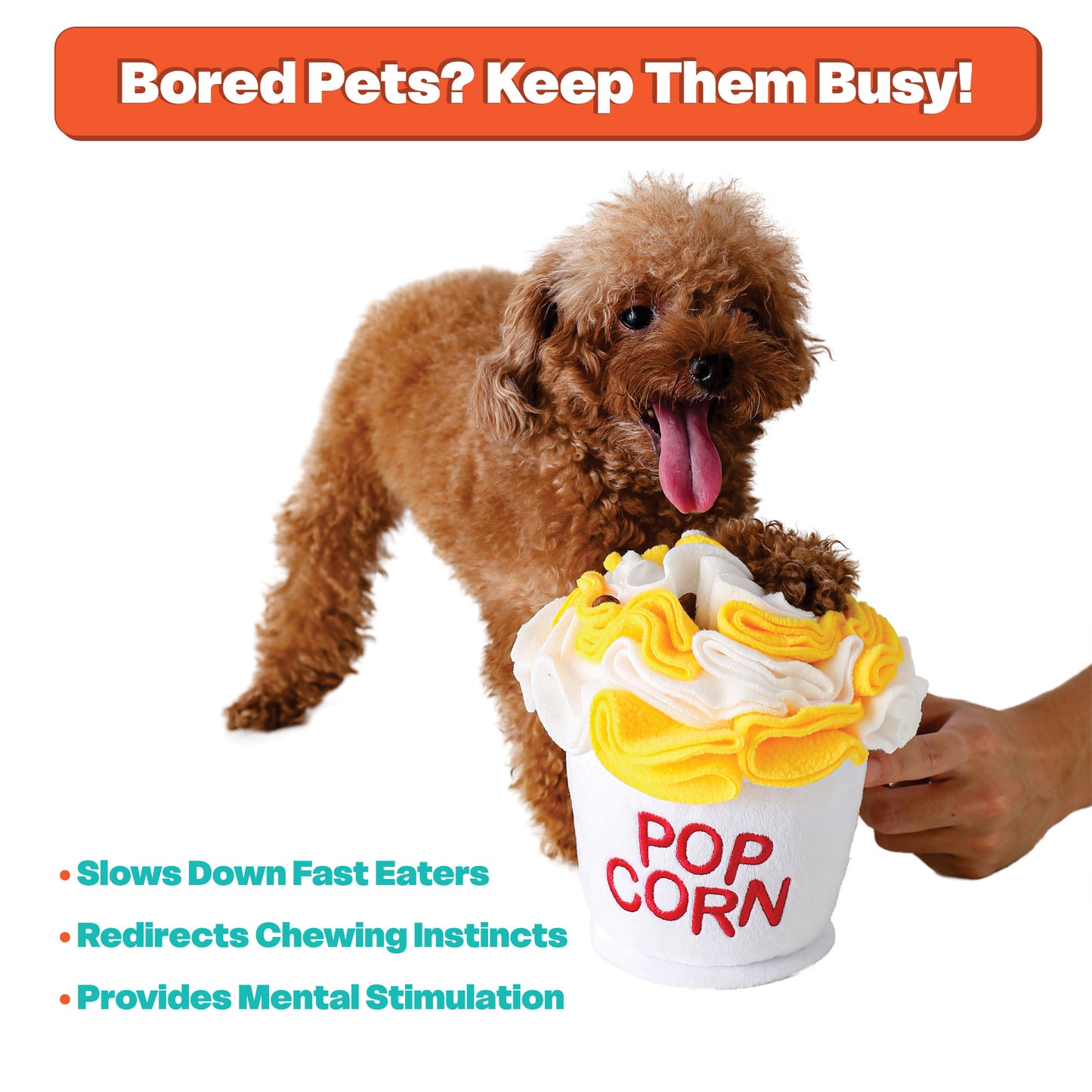 Crinkly Popcorn Snuffle Toy - Great Enrichment for Dogs & Small Pets