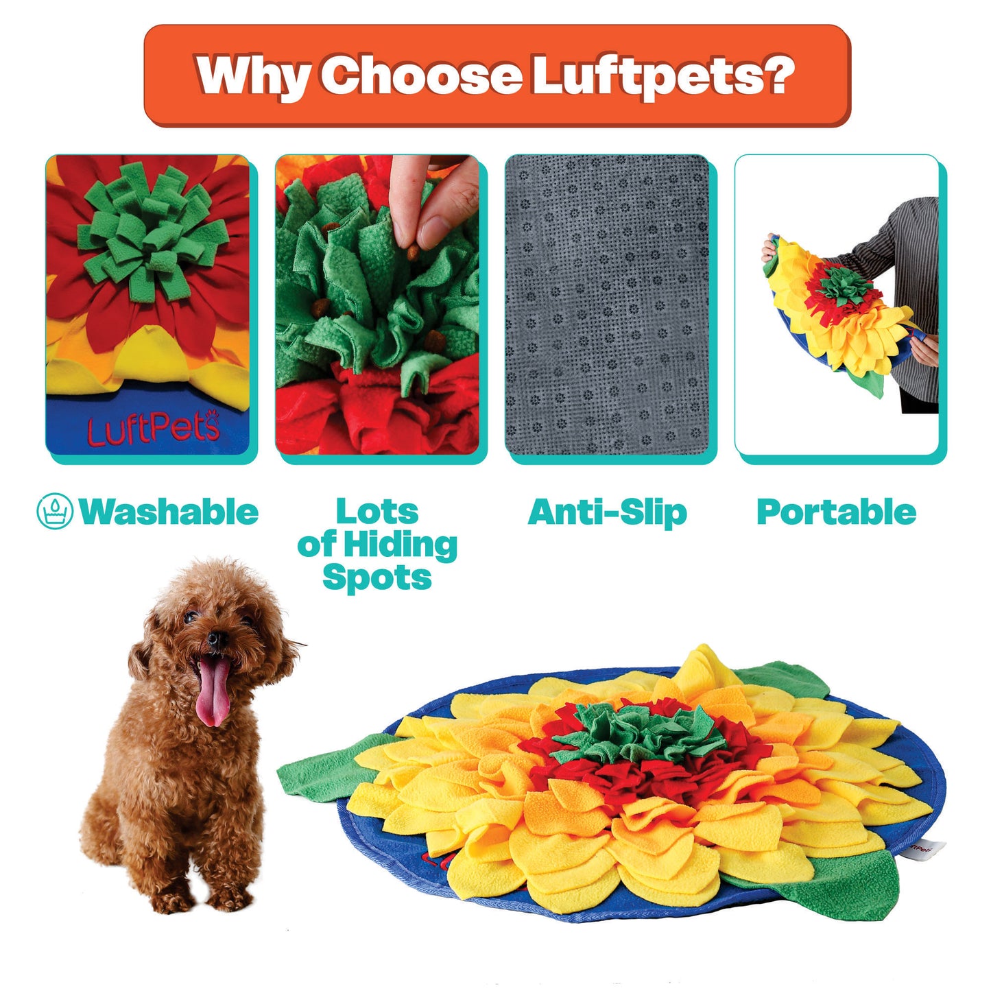 Sunflowerz Snuffle Mat—A Sunshine Sniff Mat for Dogs, Cats, Rabbits, and Other Small Pets!