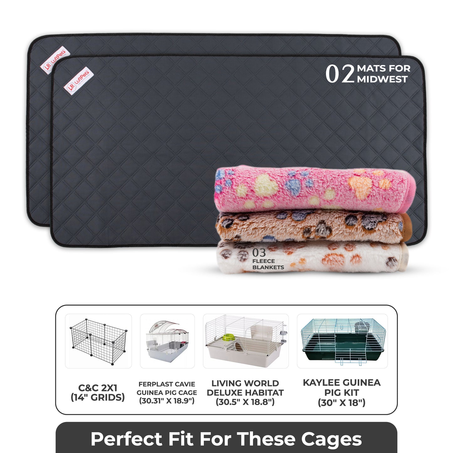 5-Piece Fleece Bedding Set – Perfect for Guinea Pigs, Rabbits, Dogs & Cats- Value Pack