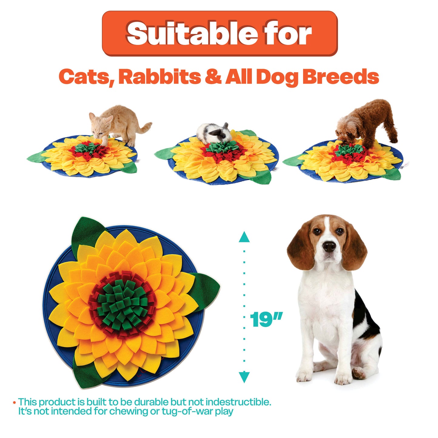 Sunflowerz Snuffle Mat—A Sunshine Sniff Mat for Dogs, Cats, Rabbits, and Other Small Pets!