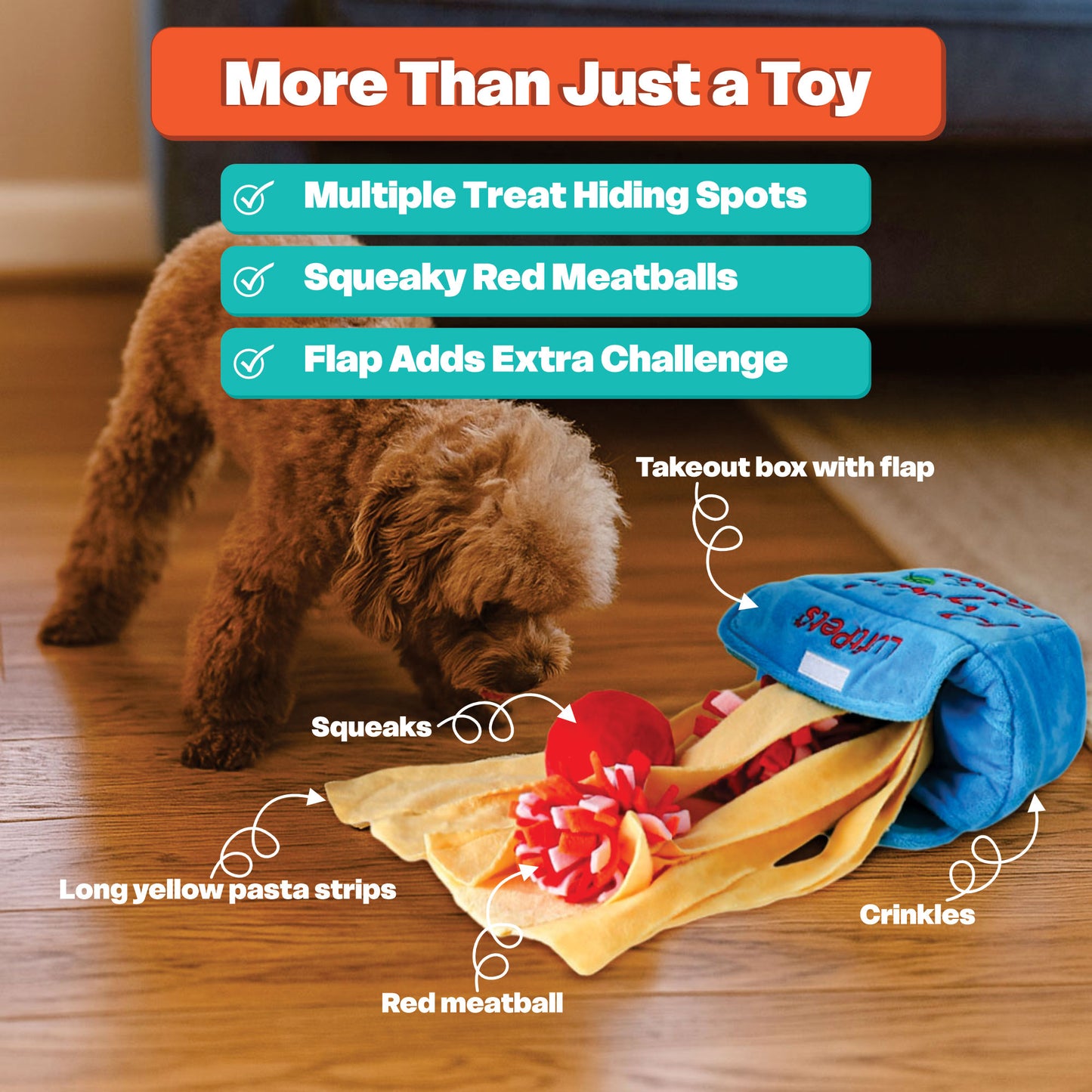 Snuffle Toy Holiday Gift Set– Carrot, Popcorn & Pasta -for Dogs, Cats, Rabbits & Small Animals