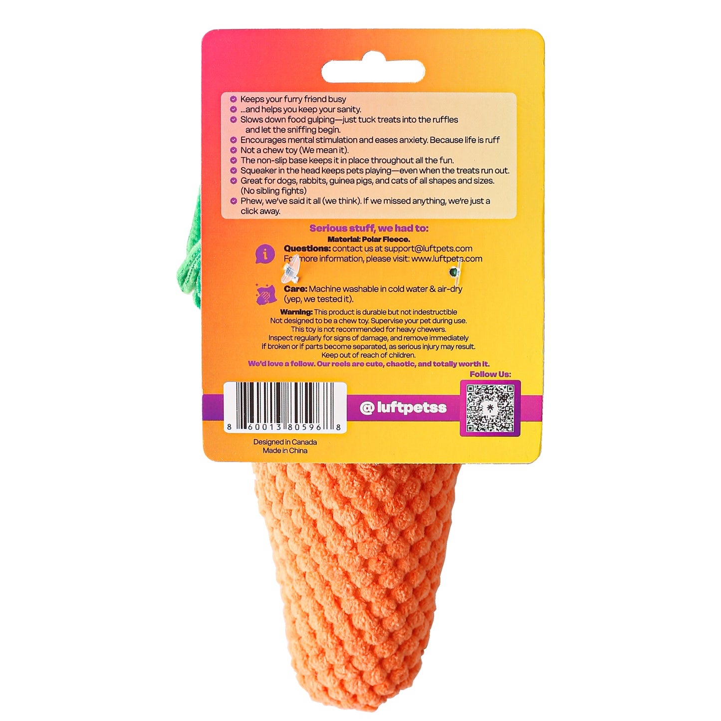 Snuffle Carrotz—The Ultimate Carrot Puzzle Sniff Toy for Dogs, Cats, Rabbits, and Small Pets