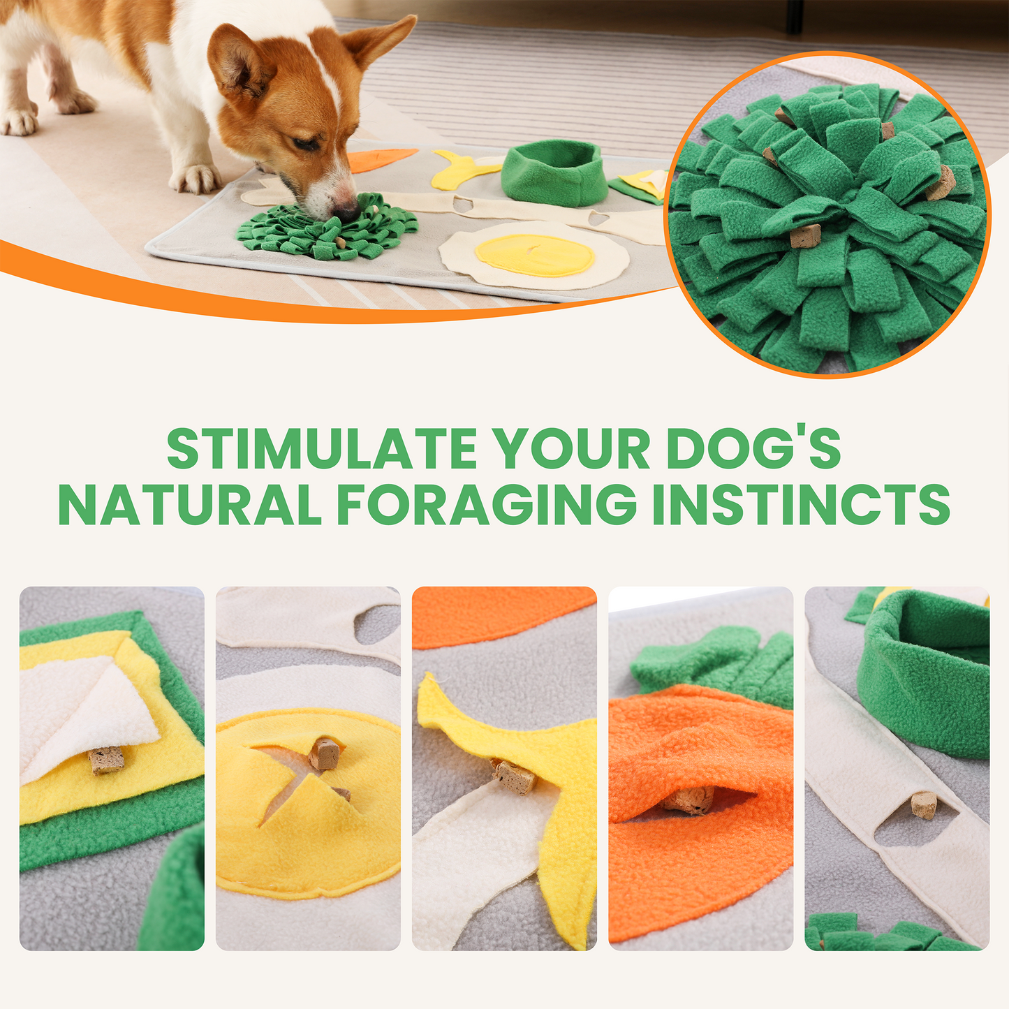 Breakfast Buffet Snuffle Mat for Dogs, Cats, Rabbits & Small Breeds, With Squeaky Egg