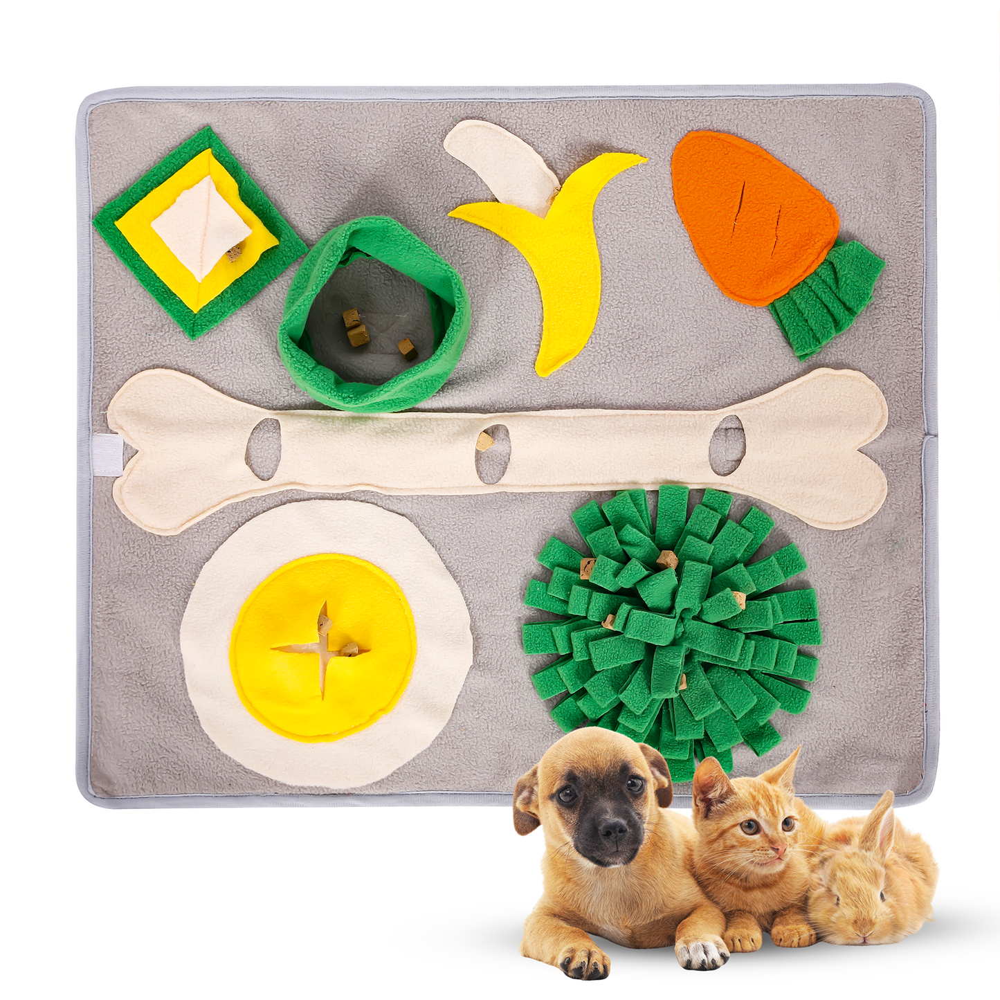 Breakfast Buffet Snuffle Mat for Dogs, Cats, Rabbits & Small Breeds, With Squeaky Egg