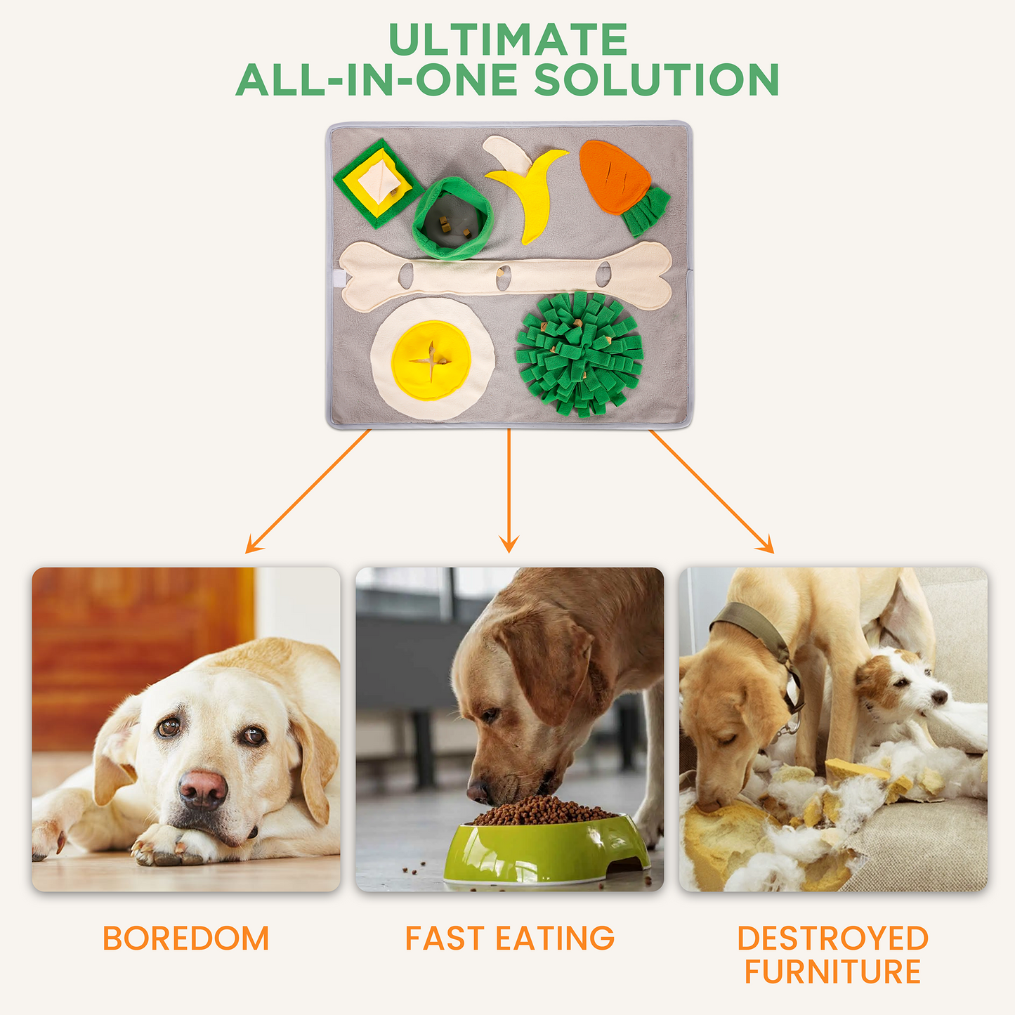 Breakfast Buffet Snuffle Mat for Dogs, Cats, Rabbits & Small Breeds, With Squeaky Egg