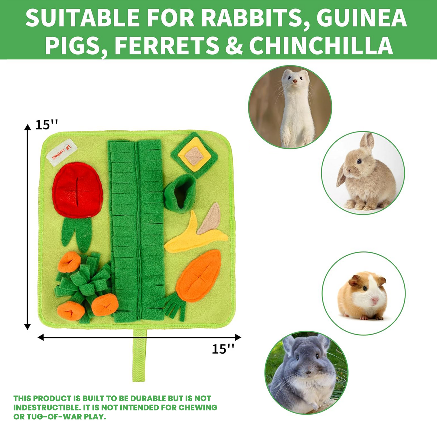 Rabbit Foraging Mat: Interactive Veggie Patch & Snuffle Mat for Bunnies & Guinea Pigs