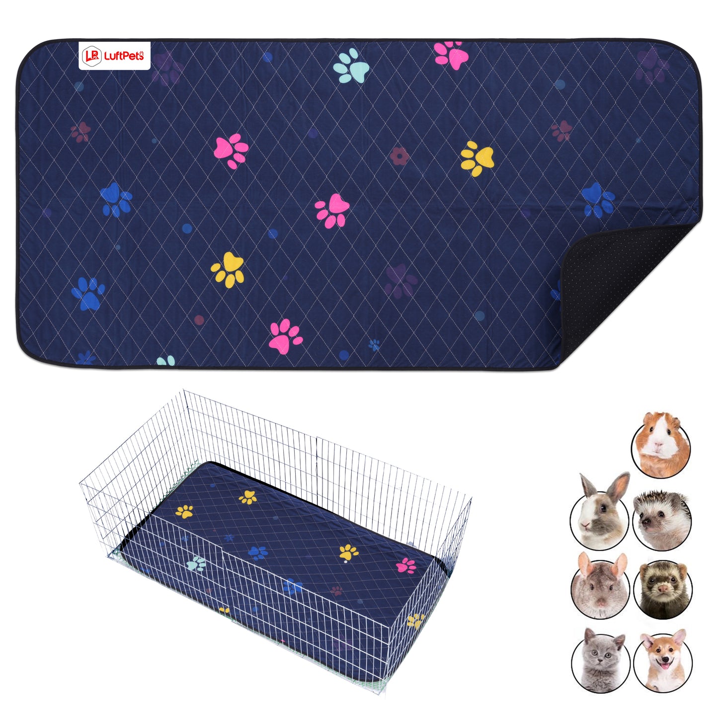 Rabbit & Guinea Pig Cage Liner for MidWest & C&C 2x4 Cages, Washable, Leakproof
