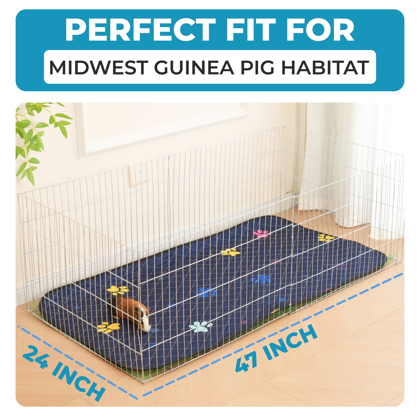 Rabbit & Guinea Pig Cage Liner for MidWest & C&C 2x4 Cages, Washable, Leakproof