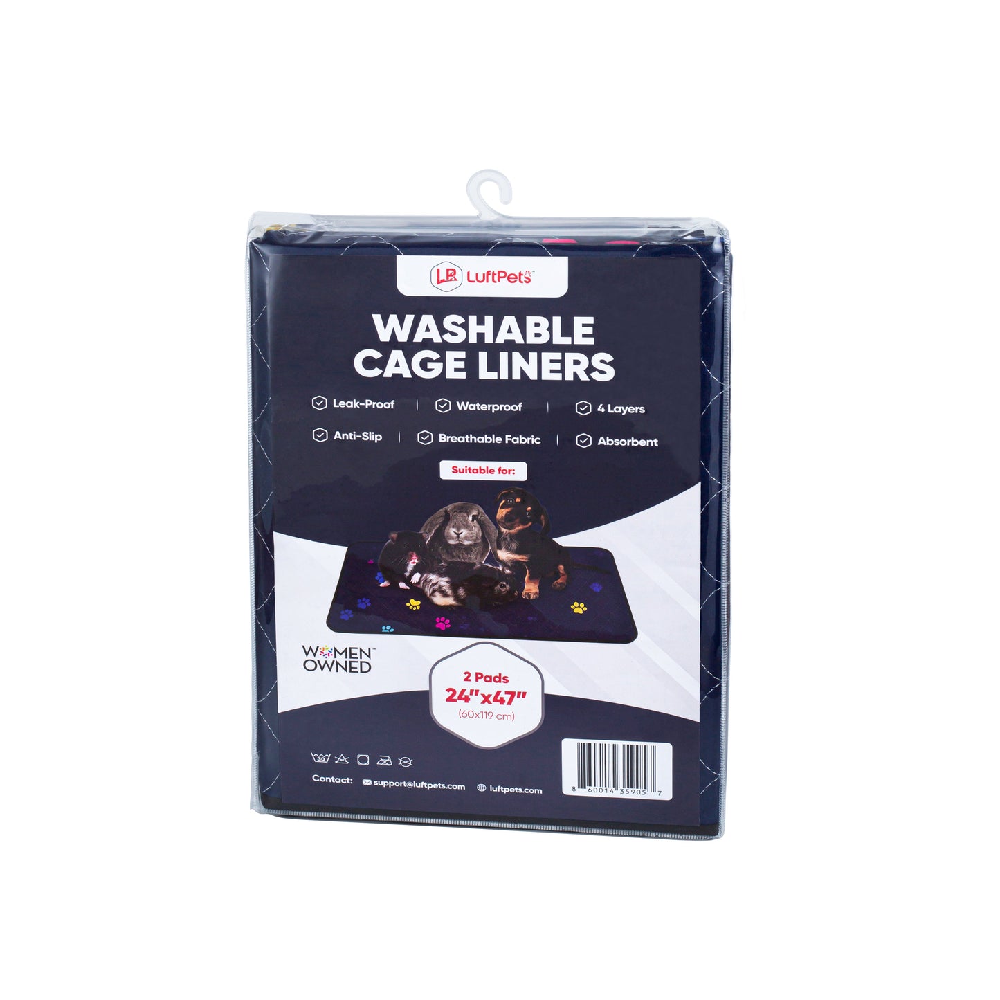 Rabbit & Guinea Pig Cage Liner for MidWest & C&C 2x4 Cages, Washable, Leakproof, Fast Dry LUFTPETS