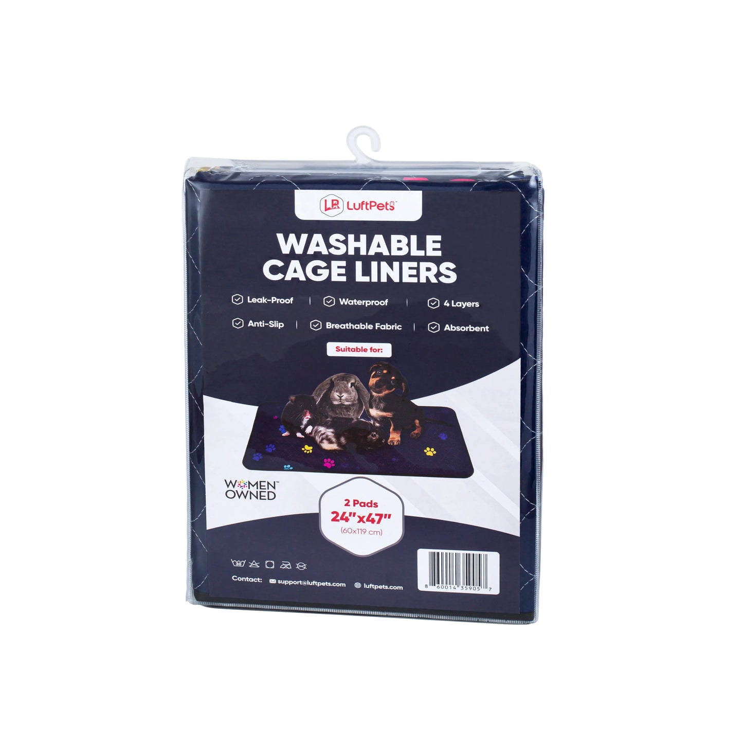 Rabbit & Guinea Pig Cage Liner for MidWest & C&C 2x4 Cages, Washable, Leakproof, Fast Dry LUFTPETS