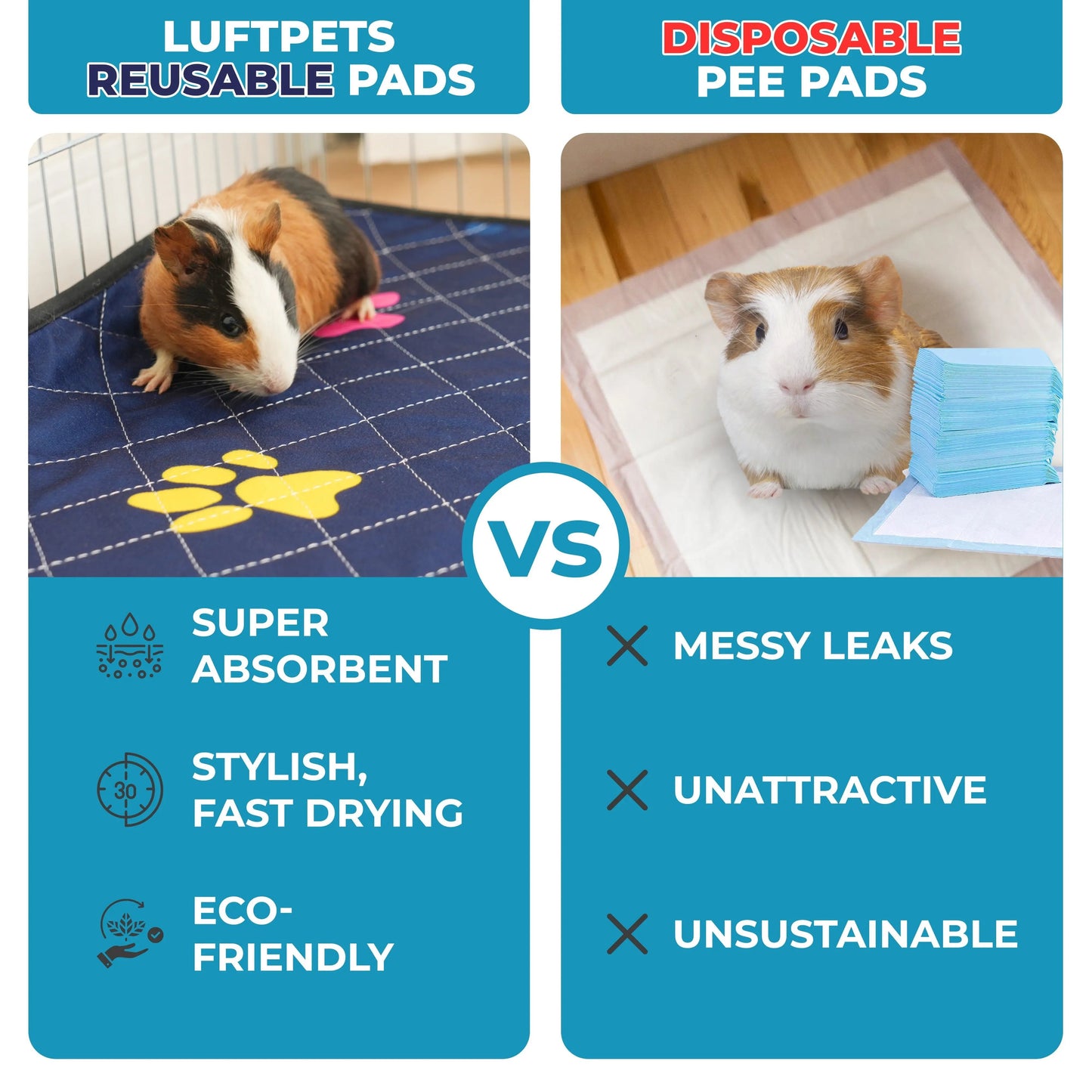 LuftPets Rabbit & Guinea Pig Cage Liner for C&C 2x4, (Blue), 2 Pcs LUFTPETS