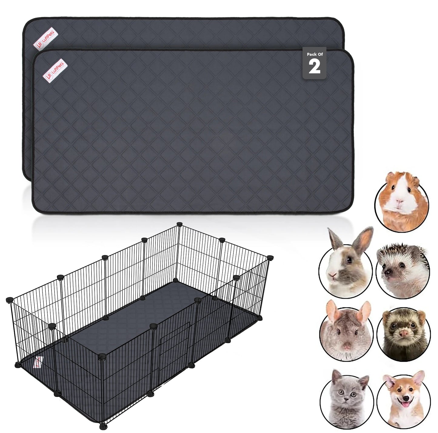 LUFTPETS Premium Guinea Pig Cage Liner for C&C 2x3 Habitats (2-Pack) LUFTPETS