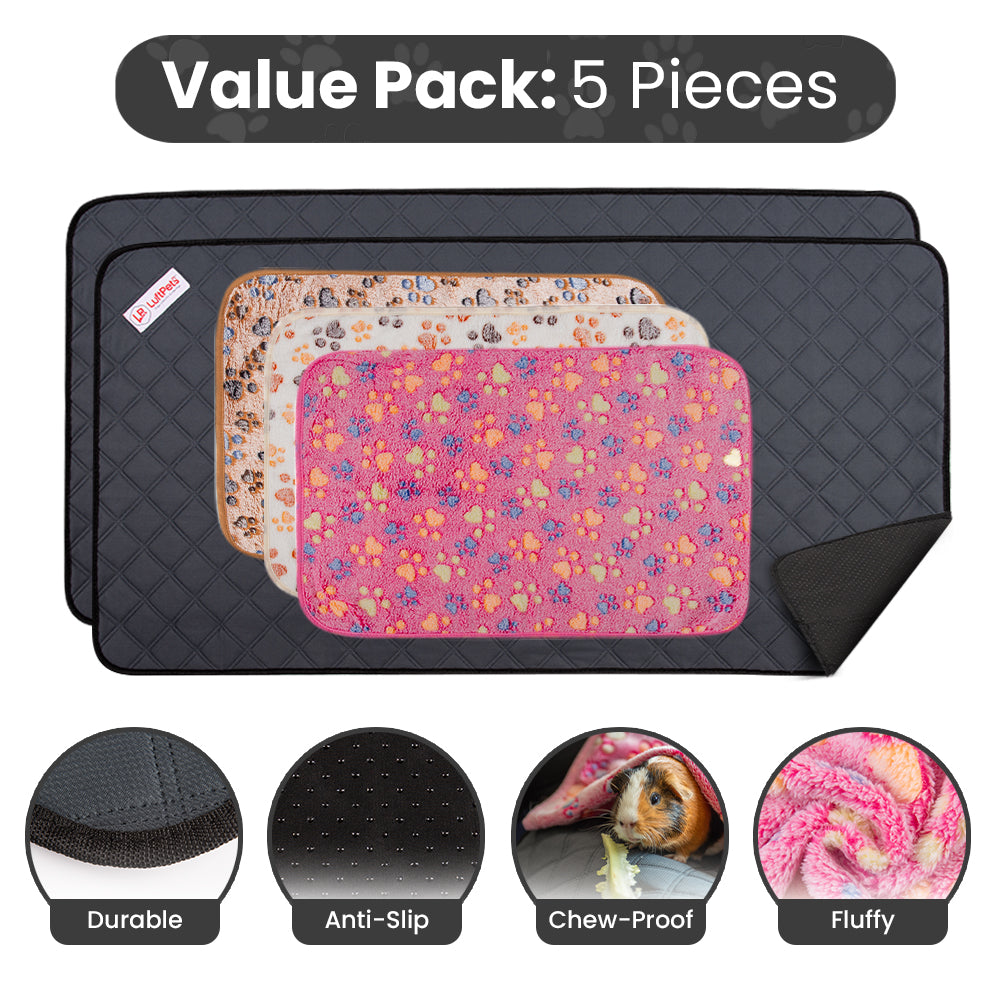 5-Piece Fleece Bedding Set – Perfect for Guinea Pigs, Rabbits, Dogs & Cats- Value Pack