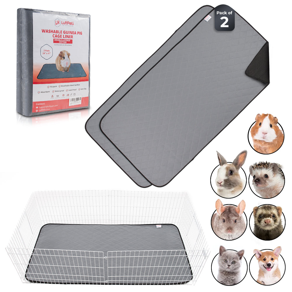Ultra-Thick Washable Guinea Pig & Rabbit Cage Liners 24x47” - 2 Pack Midwest