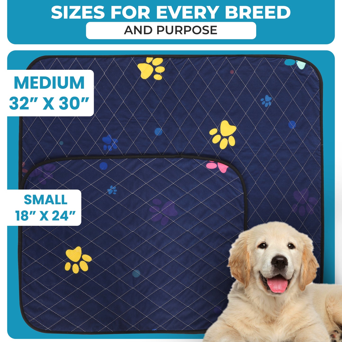 Washable Dog Pee Pads - Super Absorbent, Leakproof, Quick-Drying, Reusable Puppy Pads