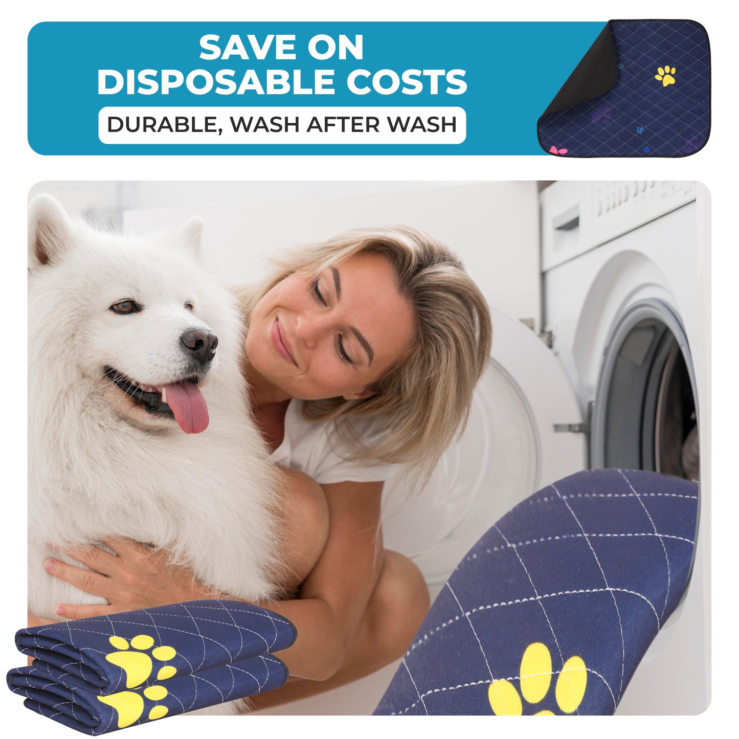 Washable Dog Pee Pads - Super Absorbent, Leakproof, Quick-Drying, Reusable Puppy Pads