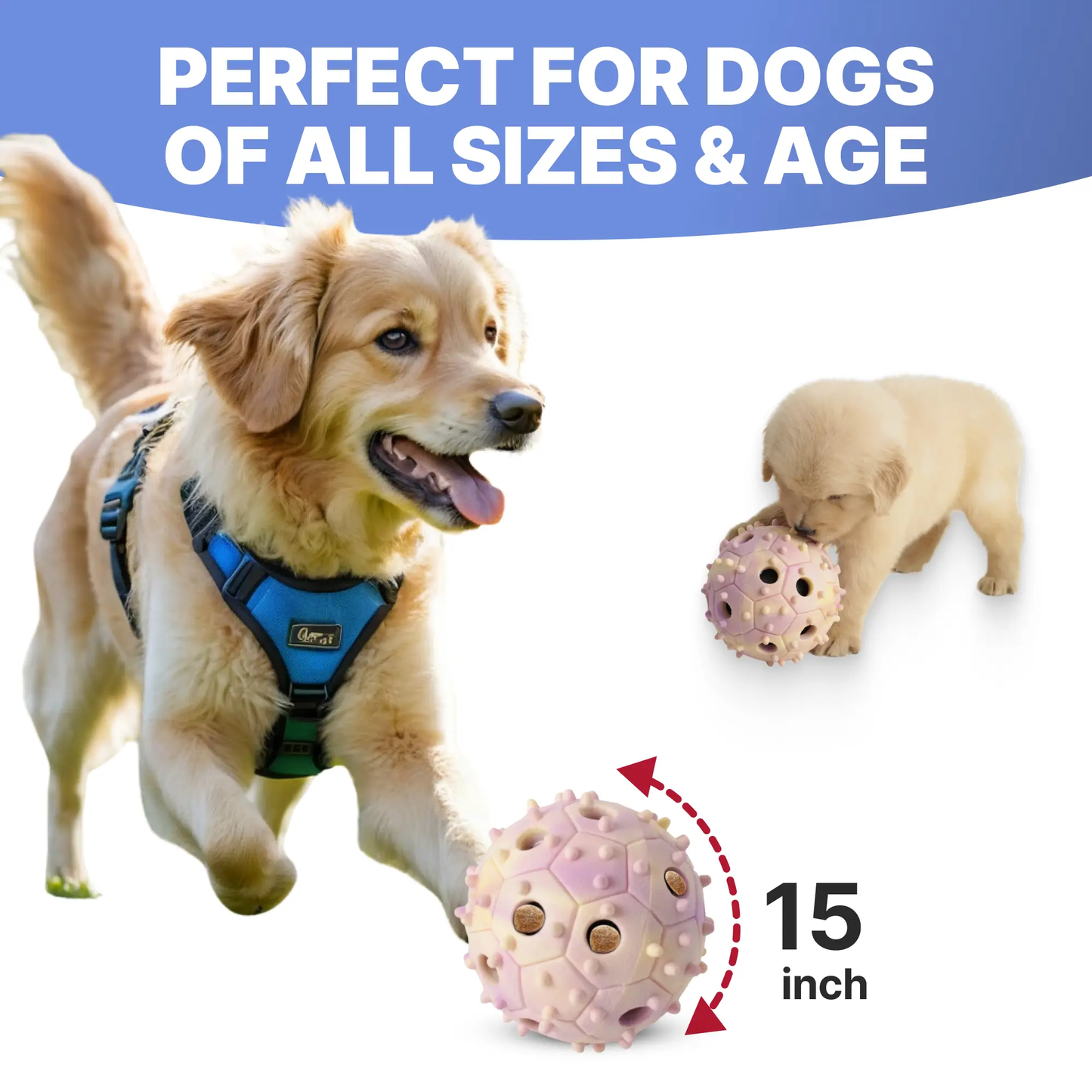 Dog Treat Dispensing Puzzle Ball – Interactive Slow Feeder- Large LUFTPETS
