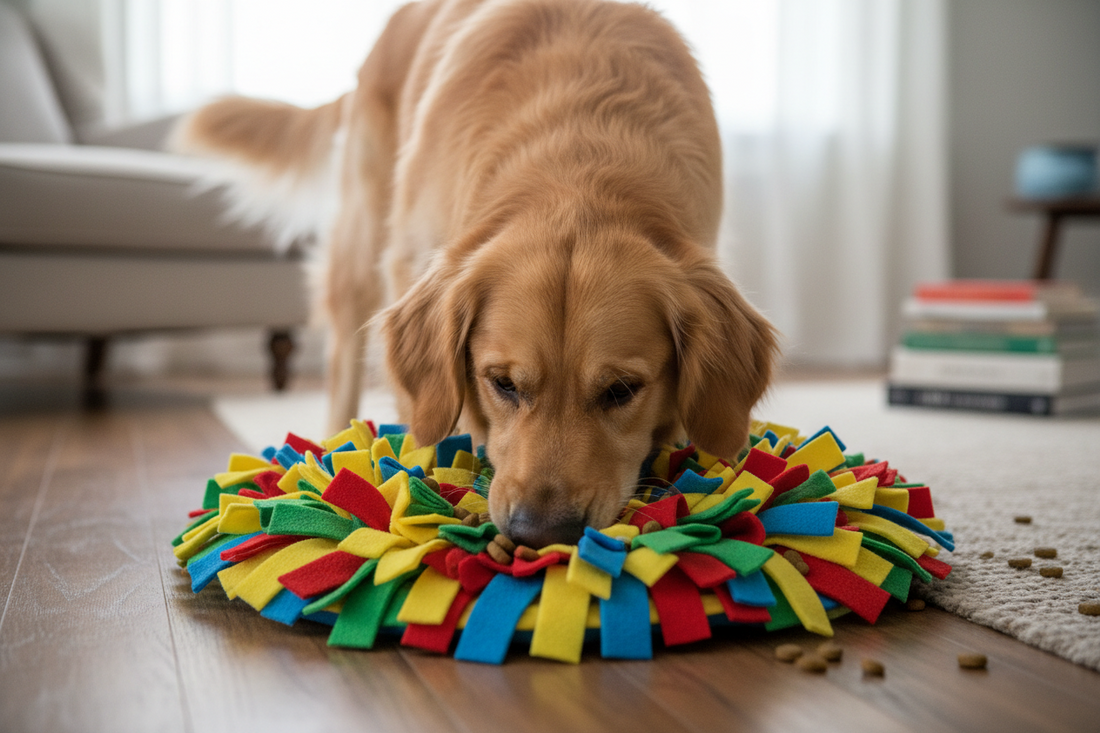 Feeding Dog Meals in Snuffle Mats