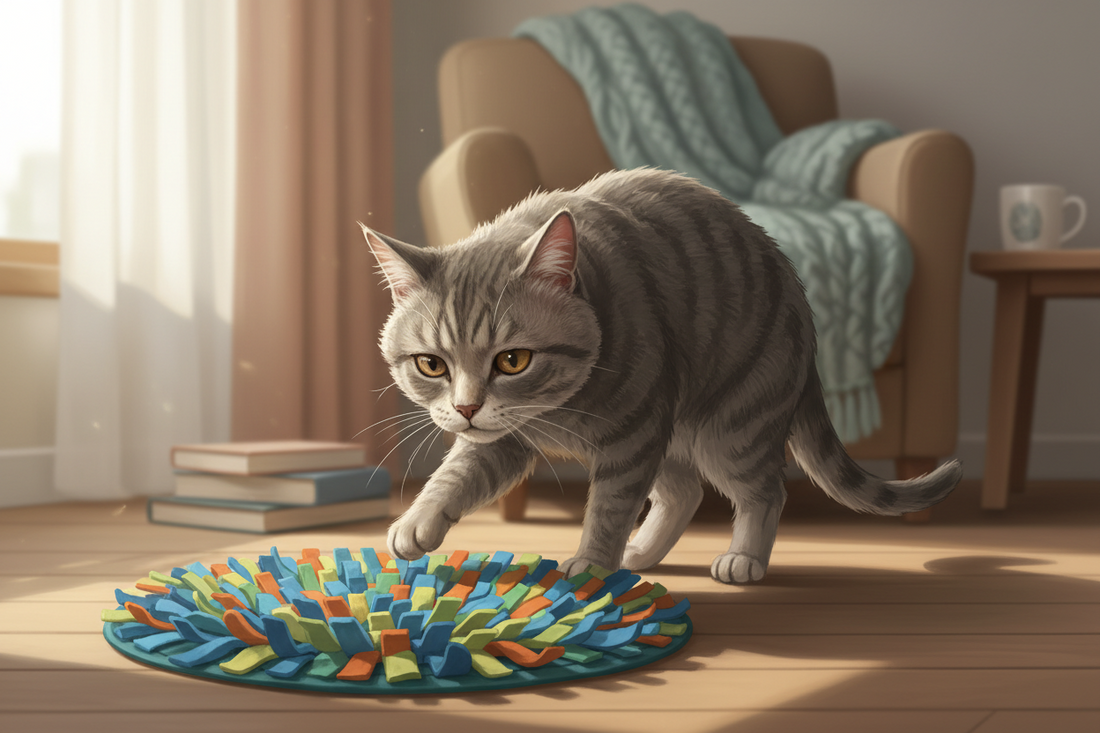 signs a senior cat is struggling with a snuffle mat