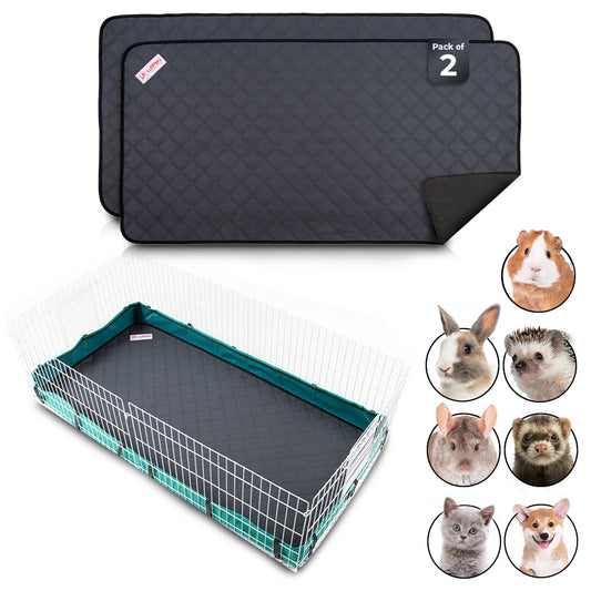 Luftpets Original Guinea Pig Cage Liner (2-Pack) 47" x 24" | Washable and Reusable Bedding for Guinea Pig Cages | Non-Slip, Extra Absorbent and Waterproof | Ideal for Small Pets like Rabbits