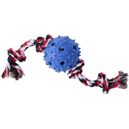 Durable Dog Chew Toy with Rope - Interactive Rubber Ball & Knotted Tug Rope for Dogs