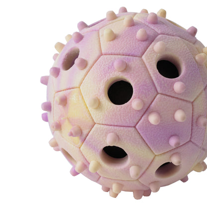 Pastel Spiked Dog Ball Toy - Chew, Fetch & Treat Dispensing Rubber Ball for Dental Health