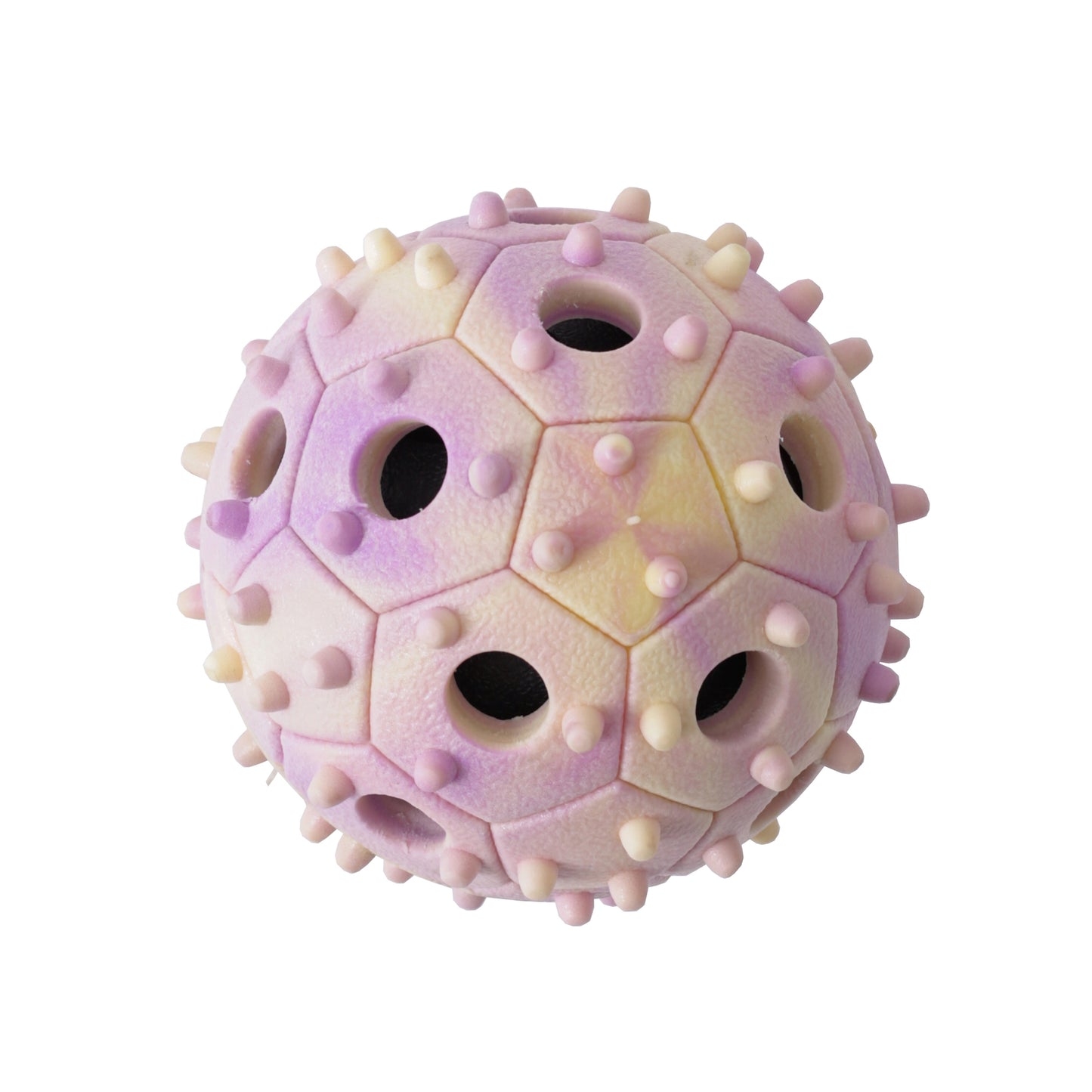 Pastel Spiked Dog Ball Toy - Chew, Fetch & Treat Dispensing Rubber Ball for Dental Health