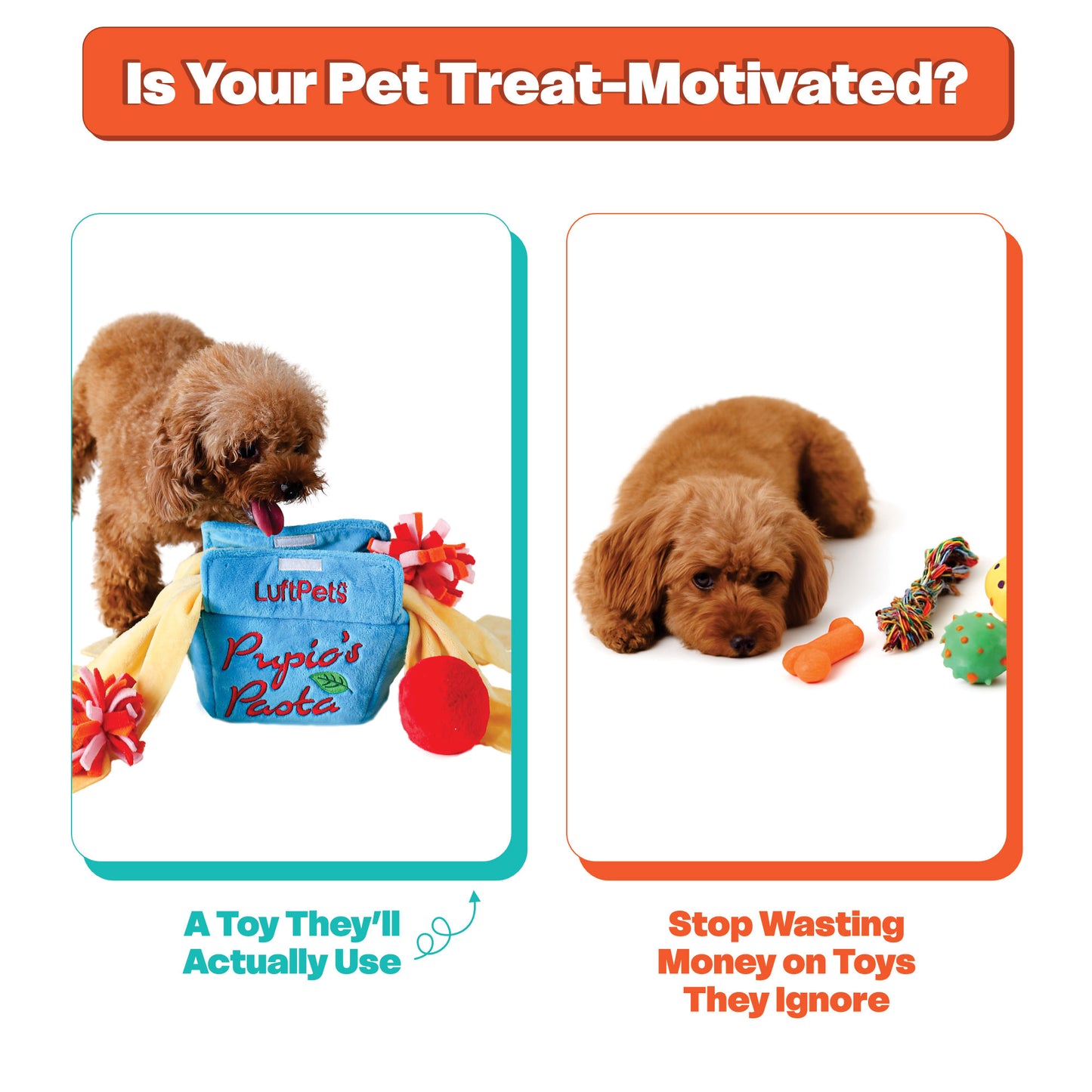 Pupio's Pasta Snuffle Toy —Crinkly & Washable Puzzle for Dogs, Cats, Rabbits, and Small Pets!