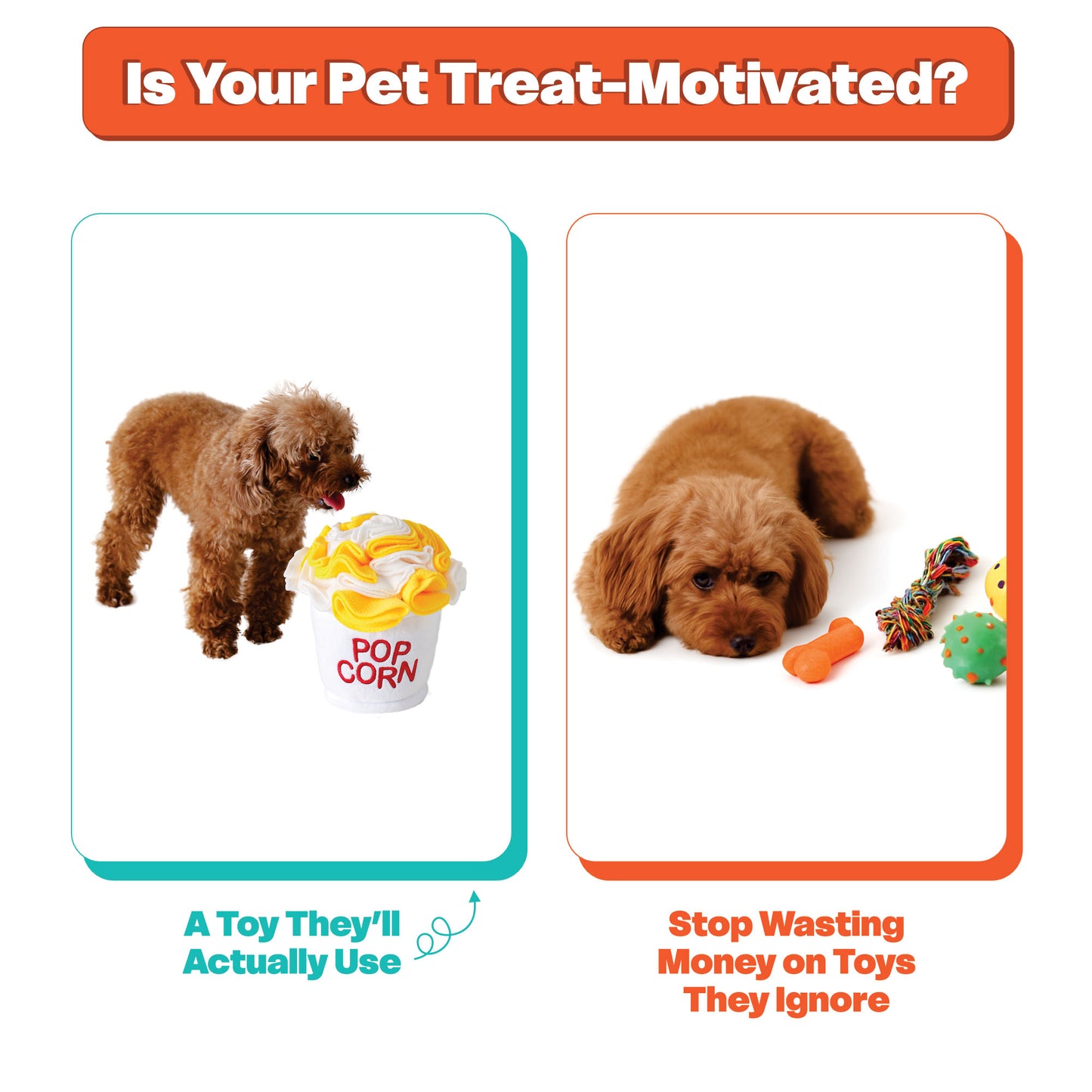 Snuffle Toy Holiday Gift Set– Carrot, Popcorn & Pasta -for Dogs, Cats, Rabbits & Small Animals