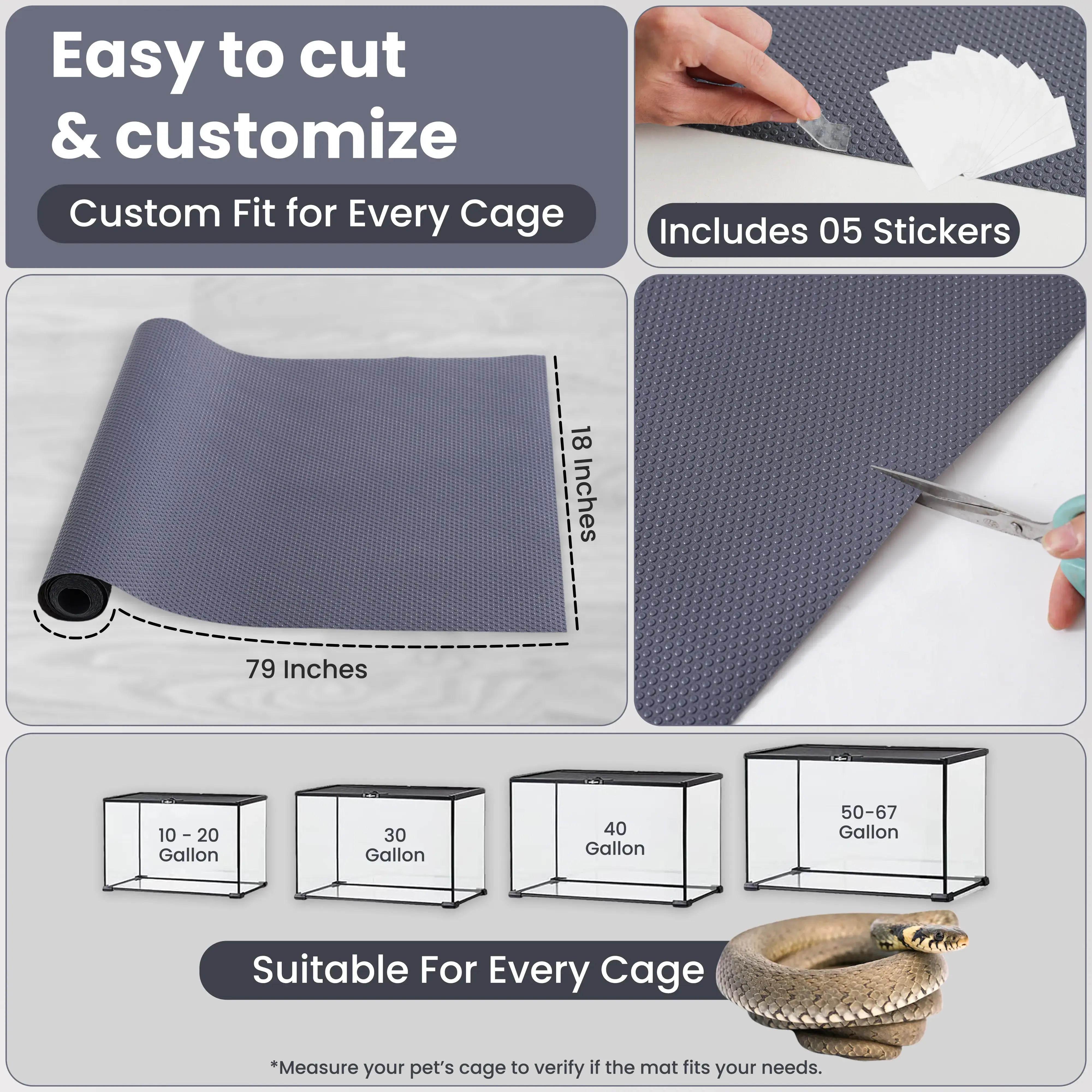 Versatile EVA Cage Liner – Rabbit, Guinea Pig & Reptile Mat, Easily Cut , 18