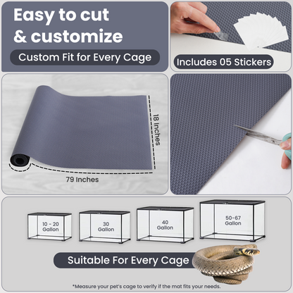 Versatile EVA Cage Liner – Rabbit, Guinea Pig & Reptile Mat, Easily Cut , 18"×79"
