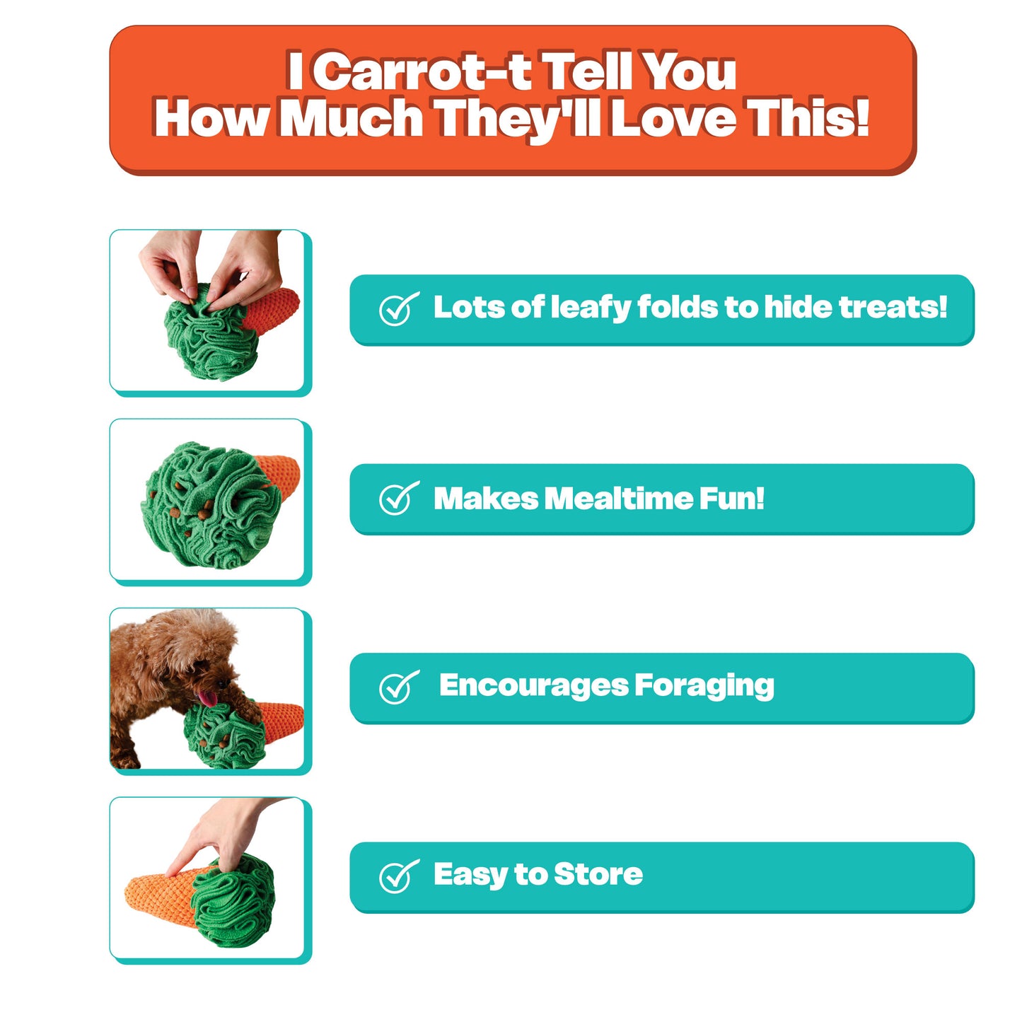 Snuffle Toy Holiday Gift Set– Carrot, Popcorn & Pasta -for Dogs, Cats, Rabbits & Small Animals