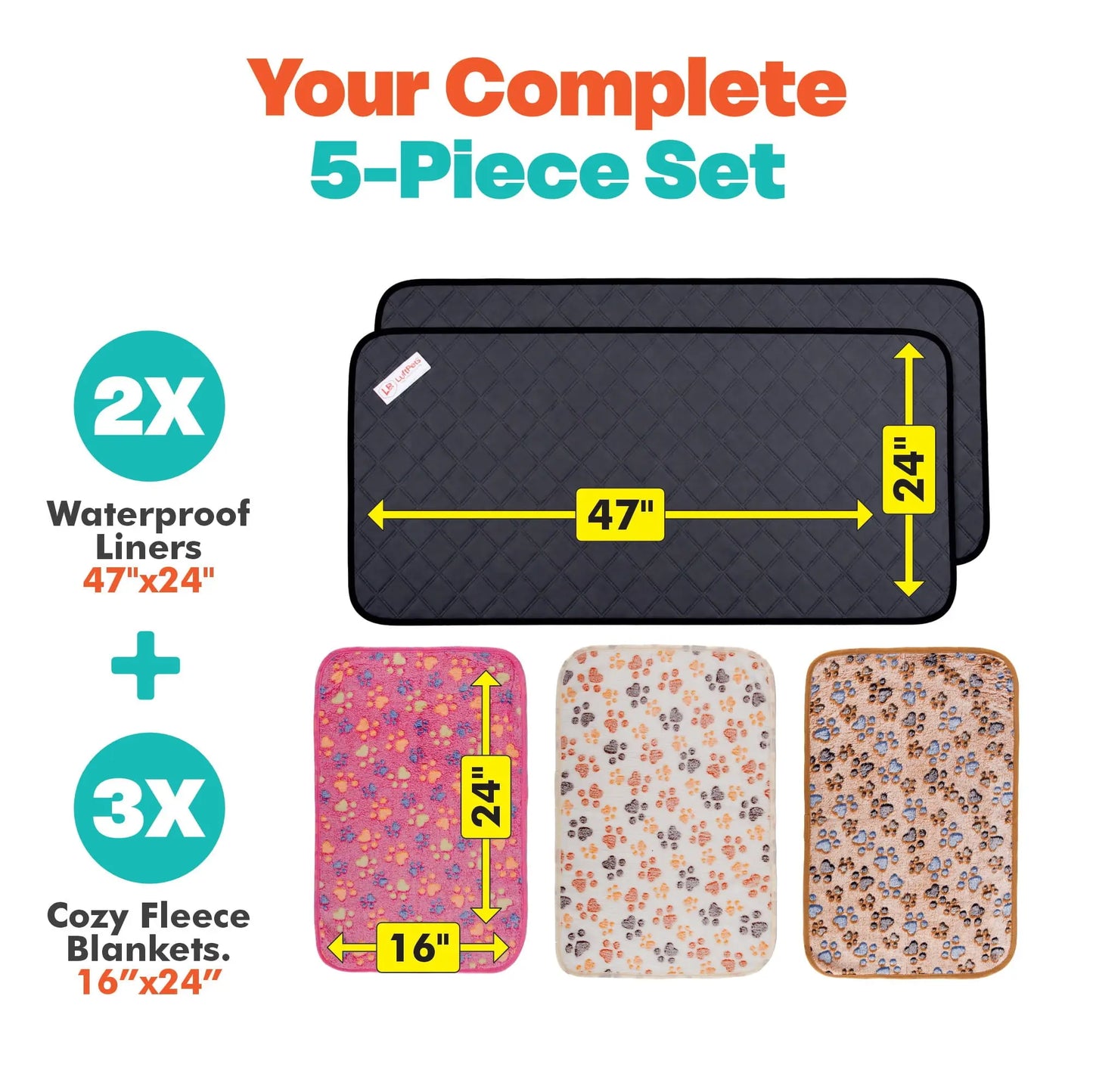 complete 5 piece set guinea pig liners