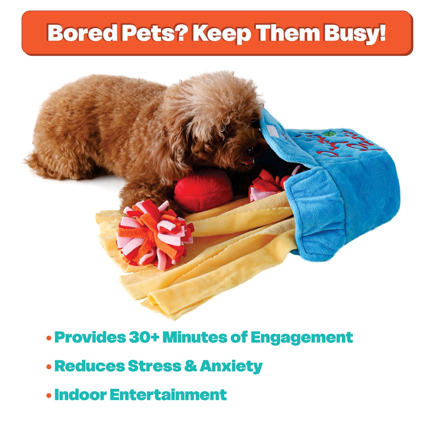 Pupio's Pasta Snuffle Toy —Crinkly & Washable Puzzle for Dogs, Cats, Rabbits, and Small Pets!