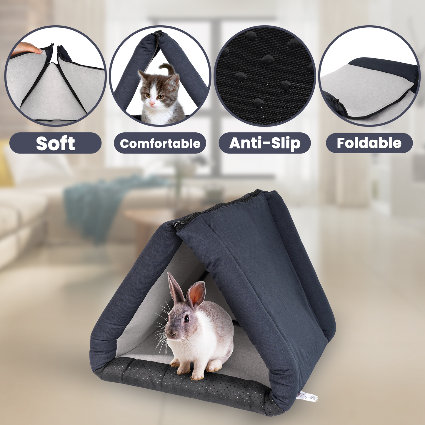 LuftPets 3-in-1: Cat Cove, Tunnel & Cozy Rabbit Bed