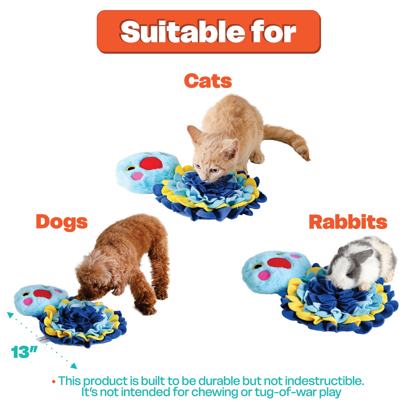 Snuffle Tweetz – Washable Sniff Toy for Dogs, Cats, Rabbits & Small Pets, Squeaky, 13"