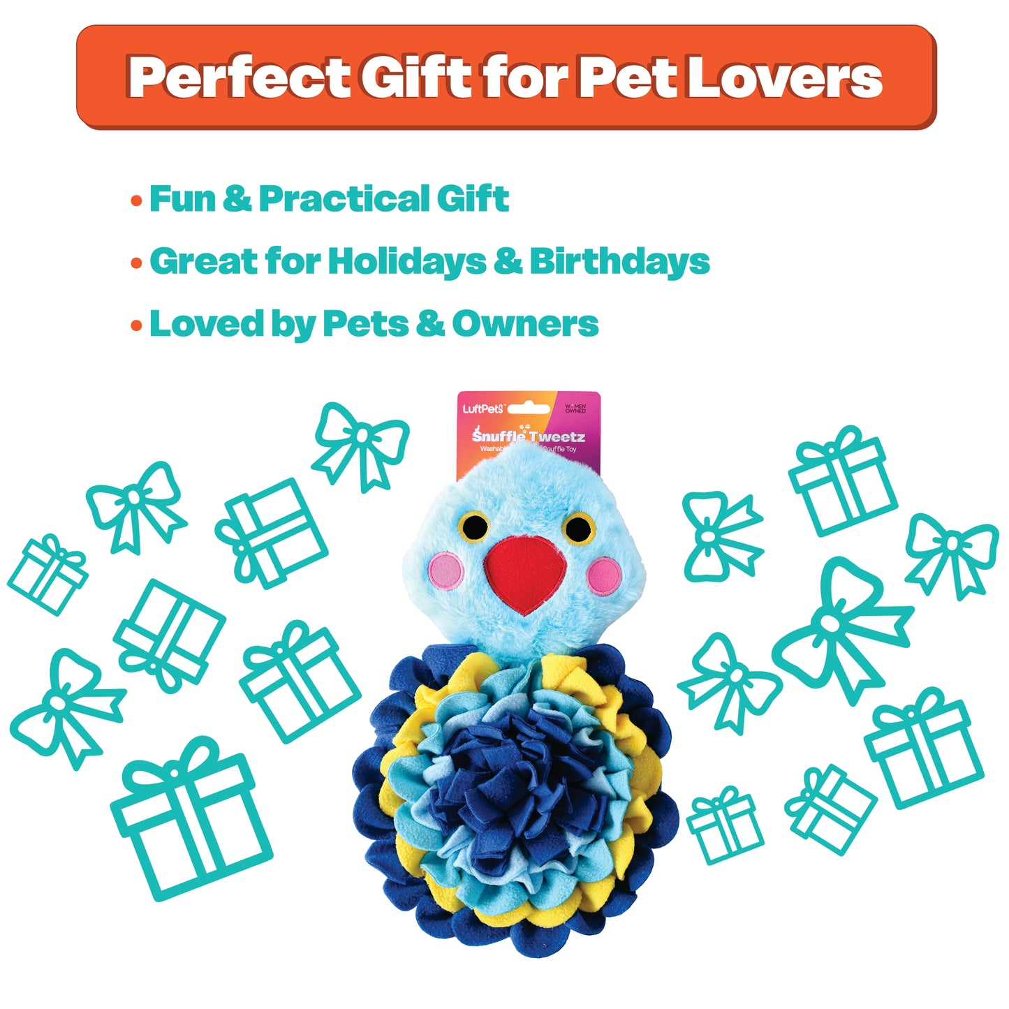 Snuffle Tweetz – Washable Sniff Toy for Dogs, Cats, Rabbits & Small Pets, Squeaky, 13"