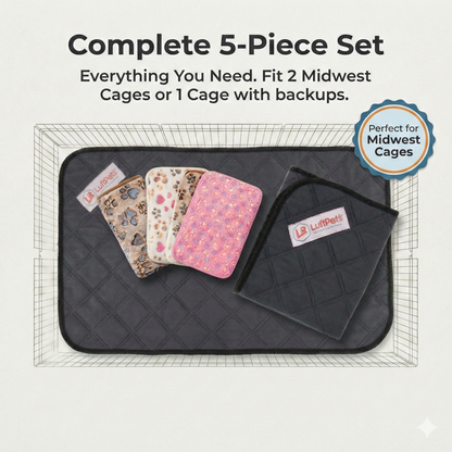 Washable Rabbit &  Guinea Pig Cage Liners -  Value Pack 5-Piece - Two Midwest or C&C 2X4 Bedding Mats and 3 Fleece Blankets