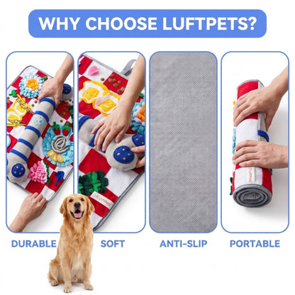 Squeaky Bone Snuffle Mat for Dogs – Interactive Foraging Fun, 24" LUFTPETS