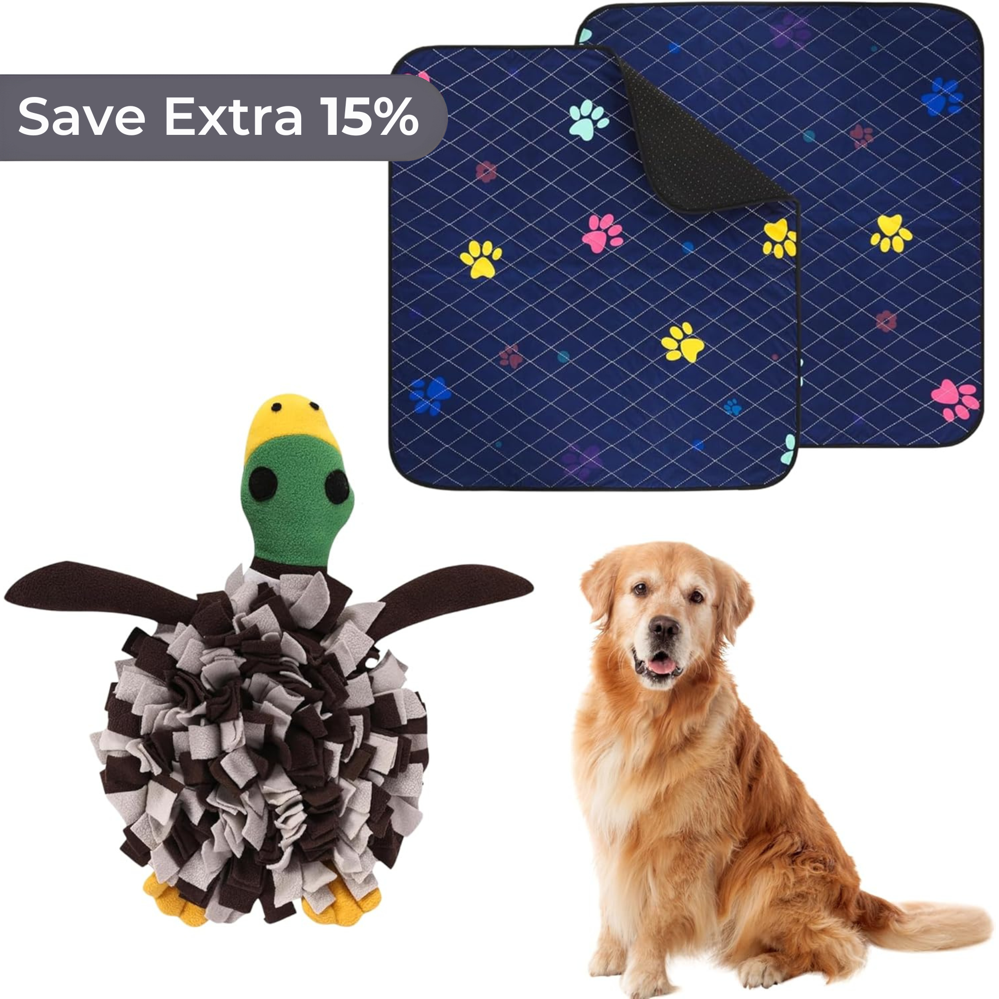 2-in-1 Duck Snuffle Mat for Dogs  & Waterproof Pee Pads Bundle