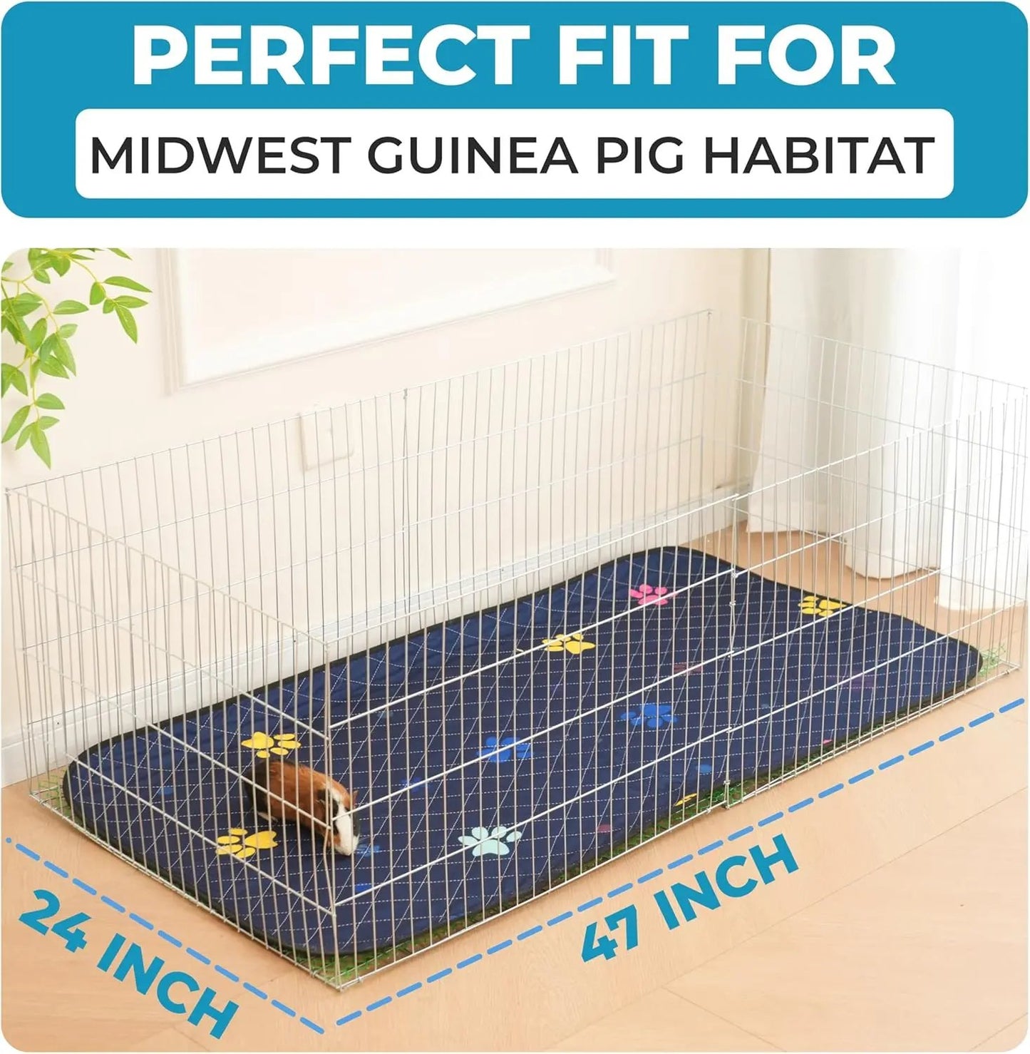 Bundle of Washable Guinea Pig Cage Liners - Includes 1-Pack of Fast-Drying, Leakproof 13"x11" Liner for Midwest Cages and 2-Pack of Soft, Absorbent 14"x4" Mats for C&C 2x4 Habitats LUFTPETS