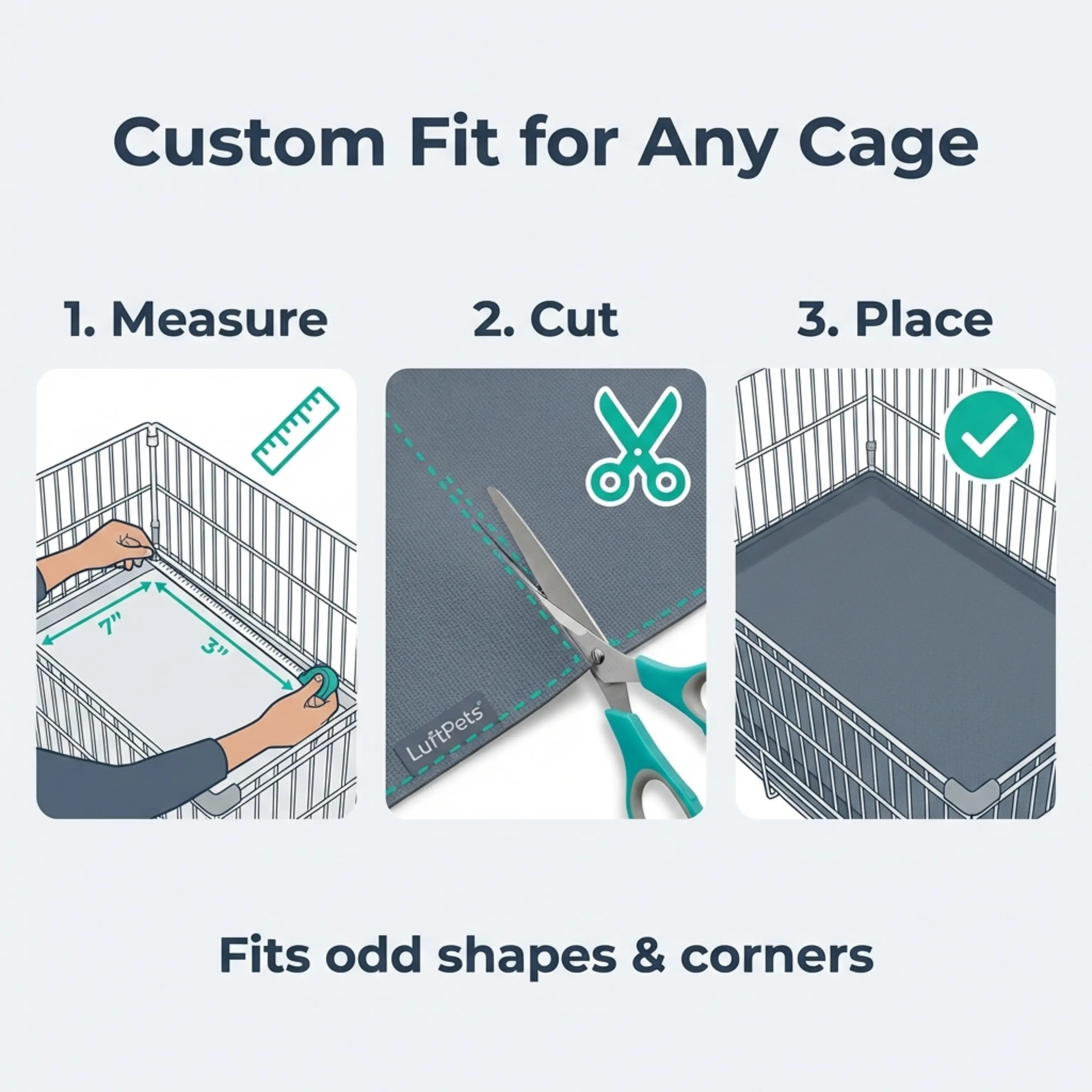 Complete Cage Bedding System: Fast Dry Liner + EVA Base for Midwest & C&C Cages LUFTPETS