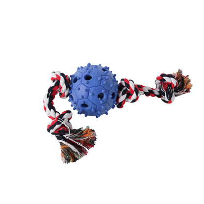 Dog Chew Toy with Tug of War Rope & Treat Dispenser Rubber Ball