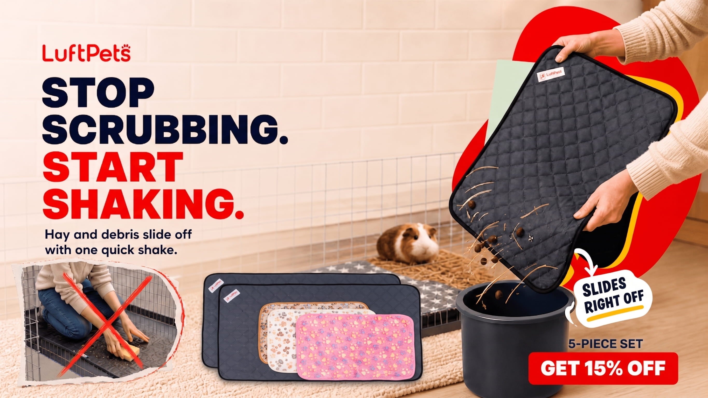 Load video: 5 pack guinea pig cage liner
