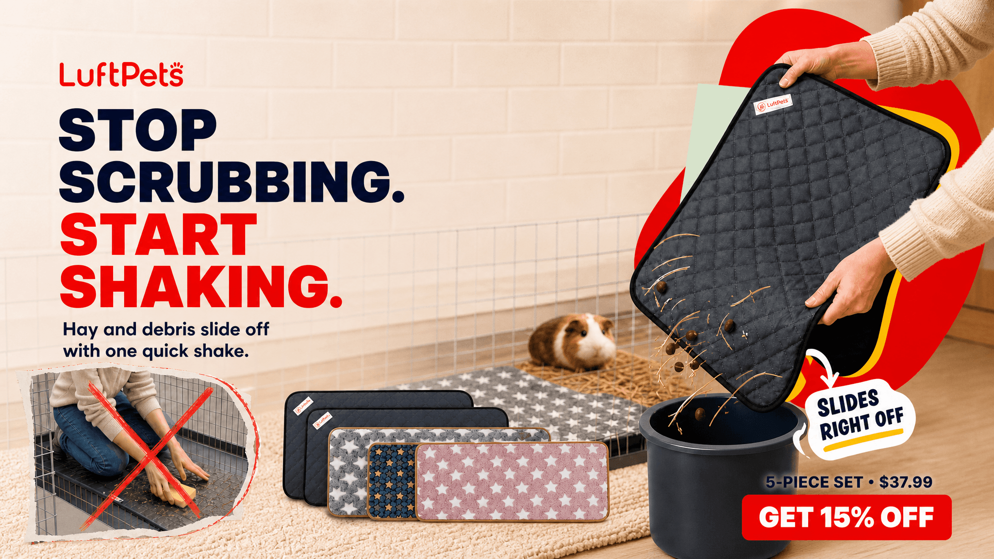 Load video: 5 pack guinea pig cage liner