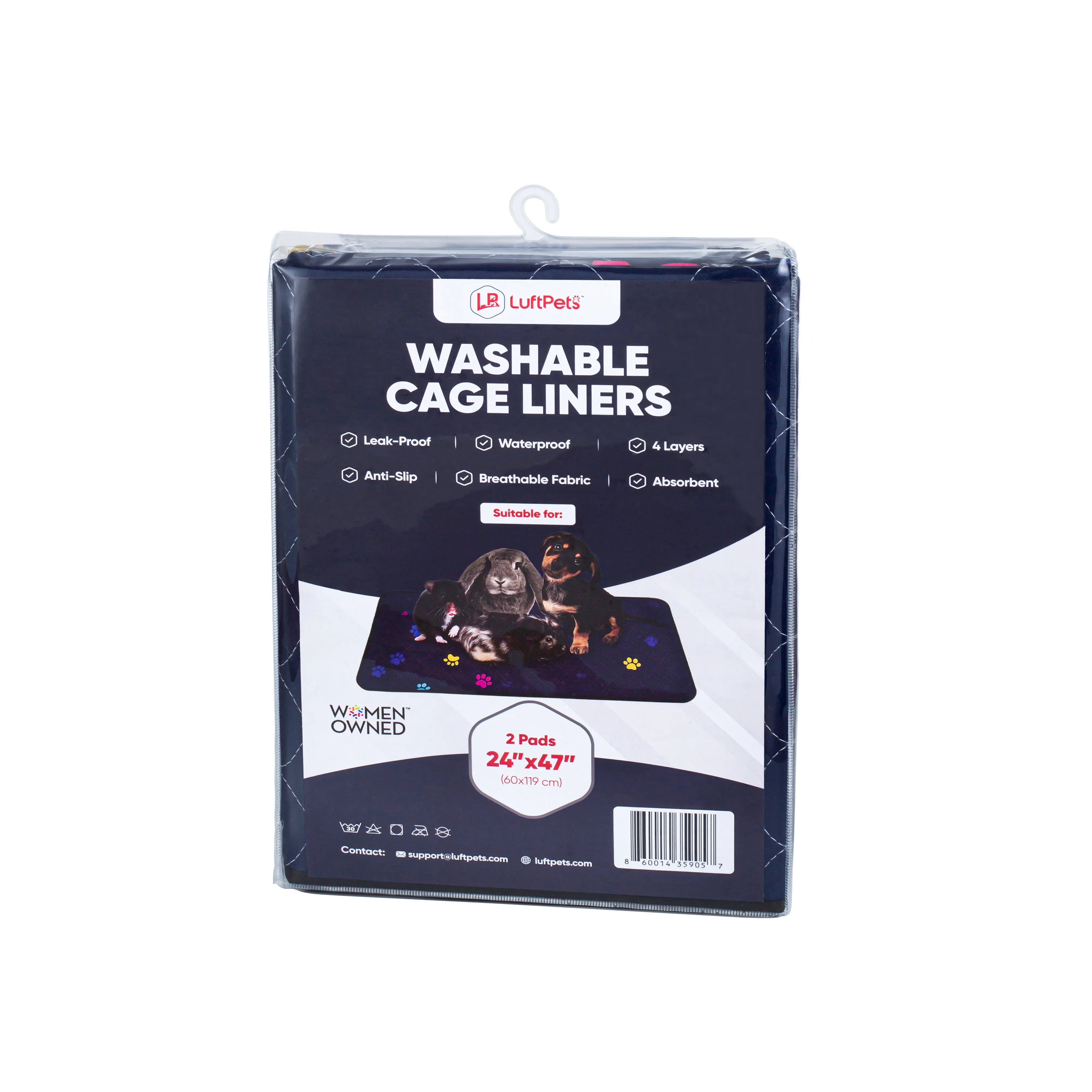 Rabbit & Guinea Pig Cage Liner for MidWest & C&C 2x4 Cages, Washable, Leakproof, Fast Dry LUFTPETS